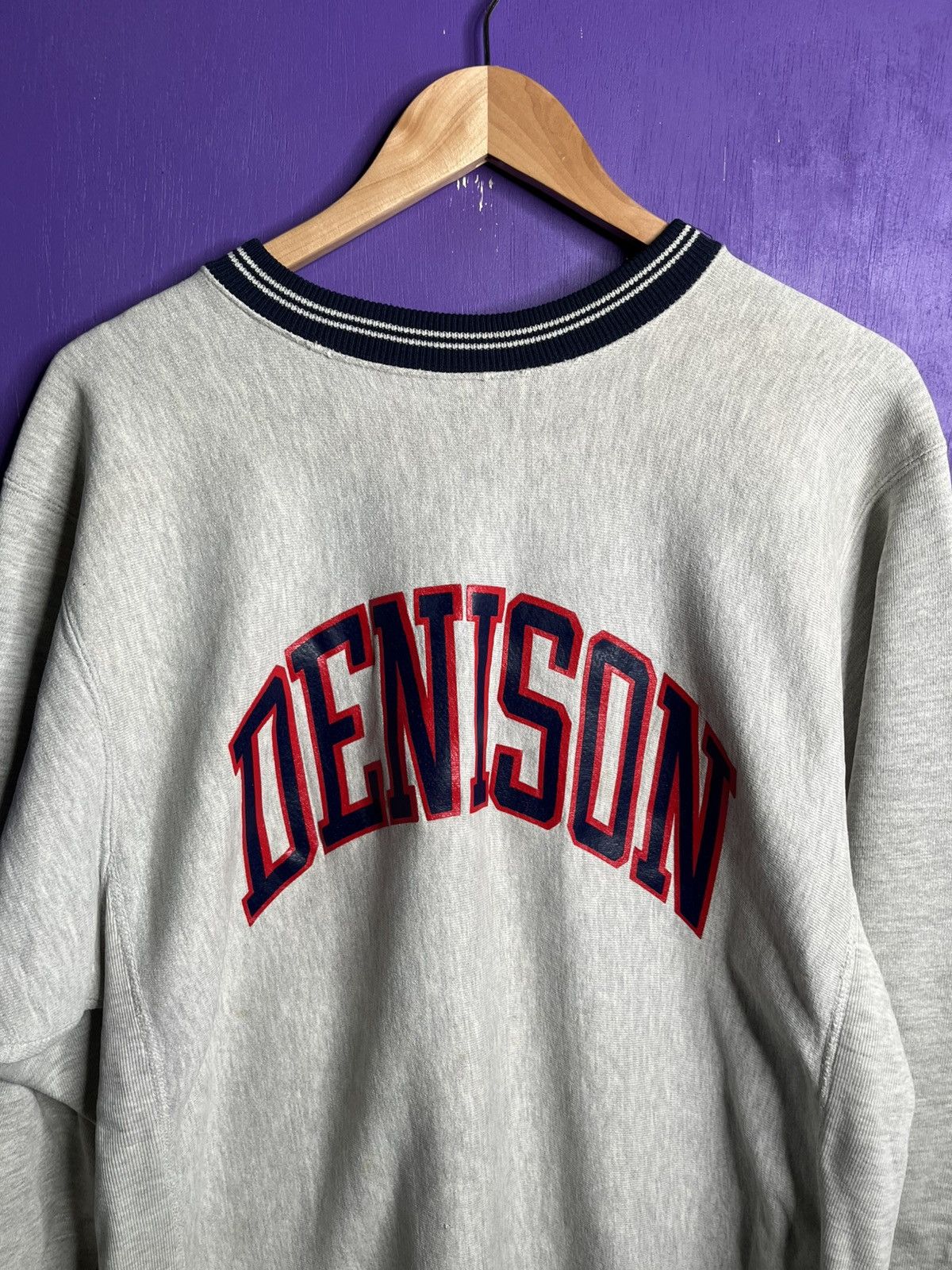 Champion × Vintage Vintage 90s Champion Denison ringer crewneck Size US L / EU 52-54 / 3 - 3 Thumbnail