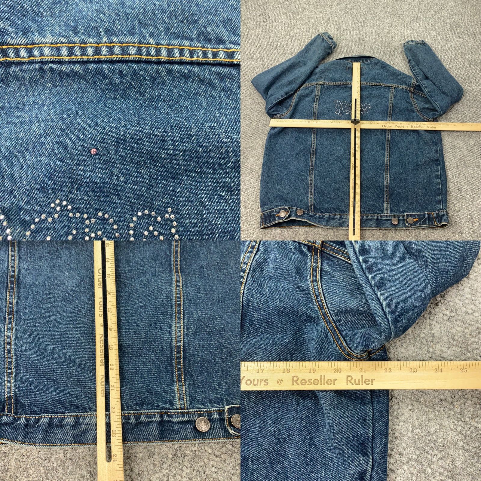 Denime Stylo Jeans Jacket Womens M Blue Denim Rhinestones Embellished Casual Zip Jacket Size 32" / US 10 / IT 46 - 8 Thumbnail