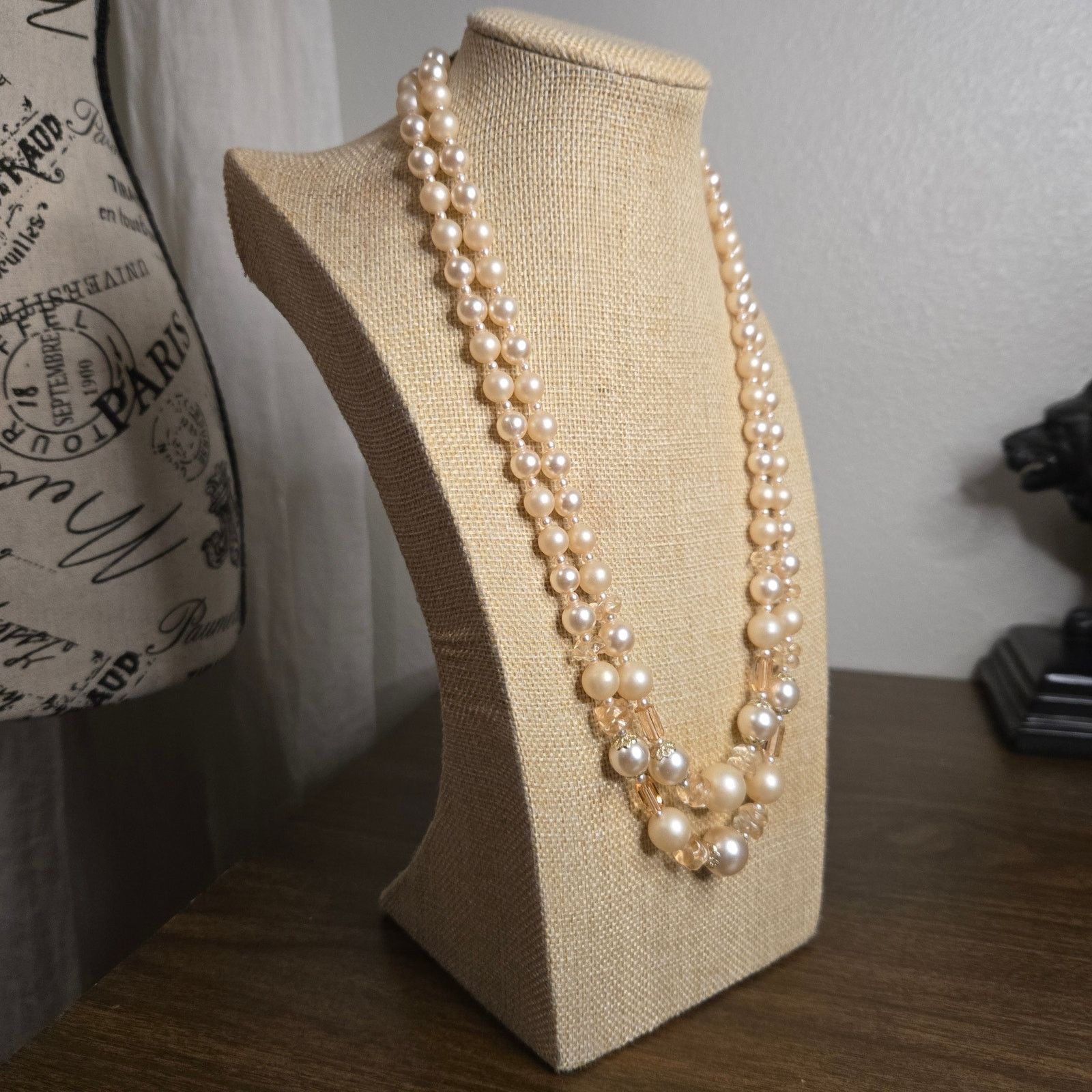 Vintage Vintage Japan Faux Pearl Necklace, Ornate Estate Glam Size ONE SIZE - 4 Thumbnail