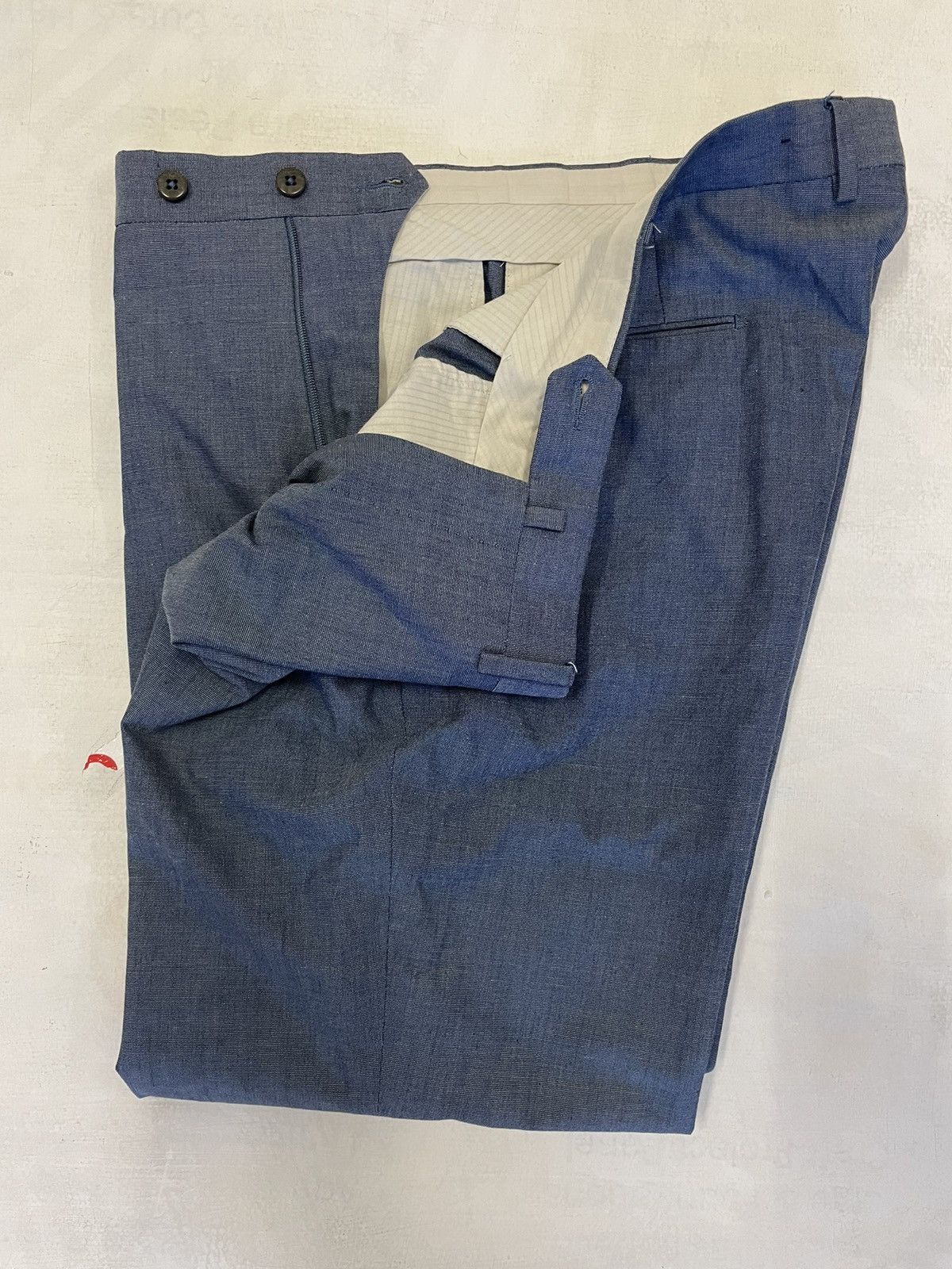 Ermenegildo Zegna Micro Nailhead Flat Front Cotton Trouser Size US 39 - 2 Thumbnail