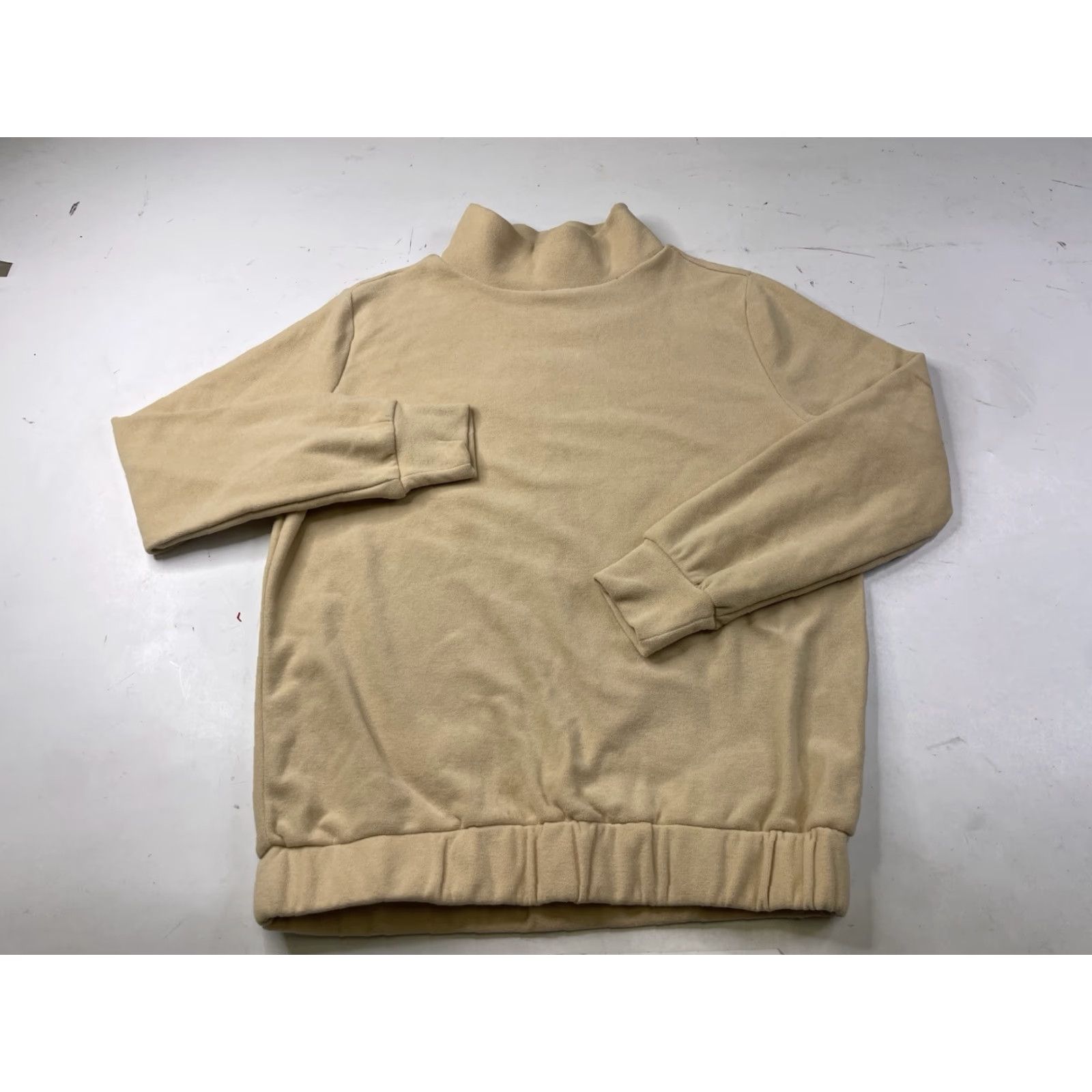 Vintage DUDLEY STEPHENS Sweater Womens XS Baldwin Turtleneck Terry Fleece Pullover Beige Logo Embroidered Fashion Pullover Sweatshirt Womens XS Size XS / US 0-2 / IT 36-38 - 2 Thumbnail