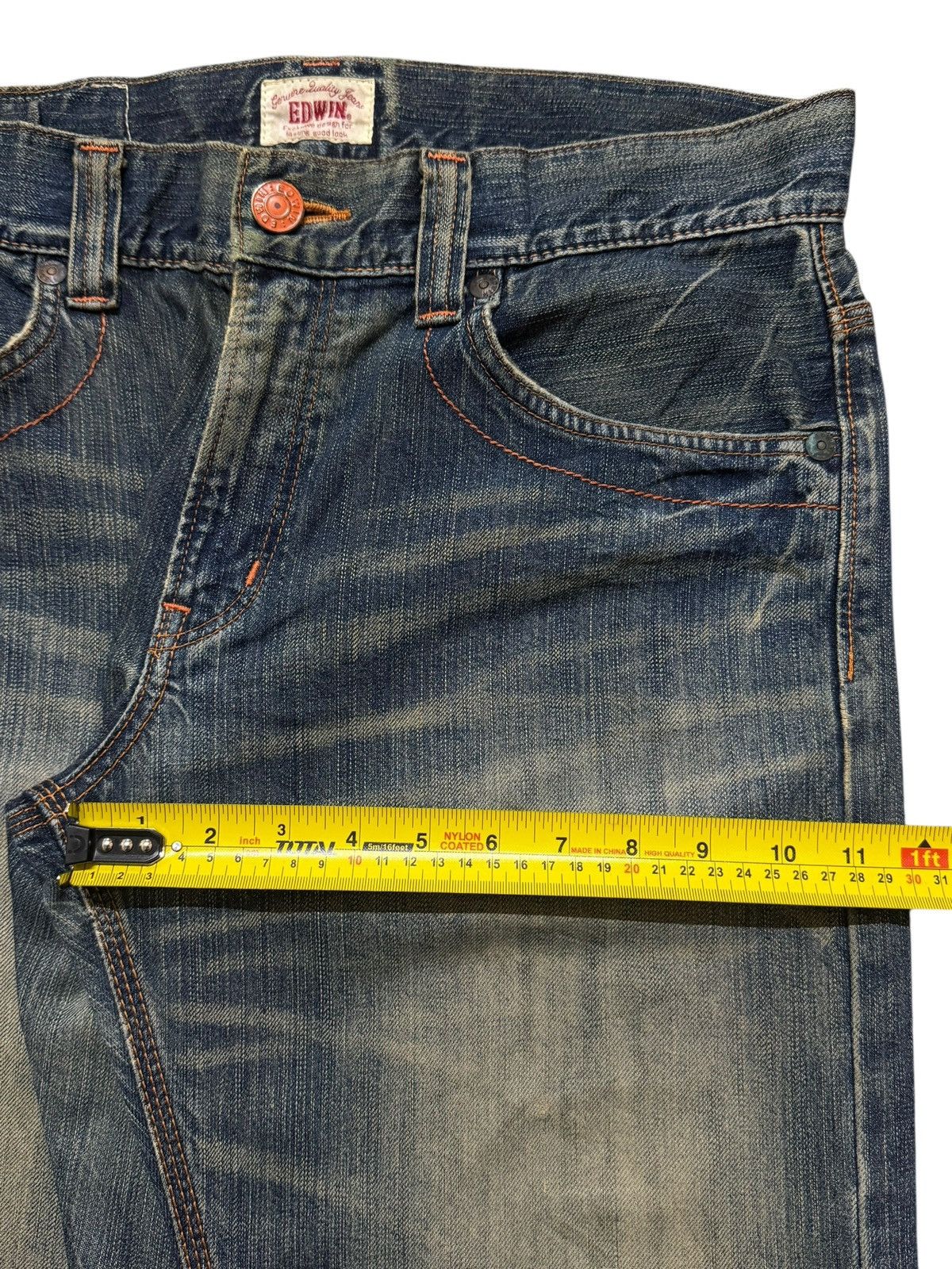 Edwin Vintage 90s Edwin XV Blue Faded Wash Whiskers Straight Loose Size US 34 / EU 50 - 13 Thumbnail
