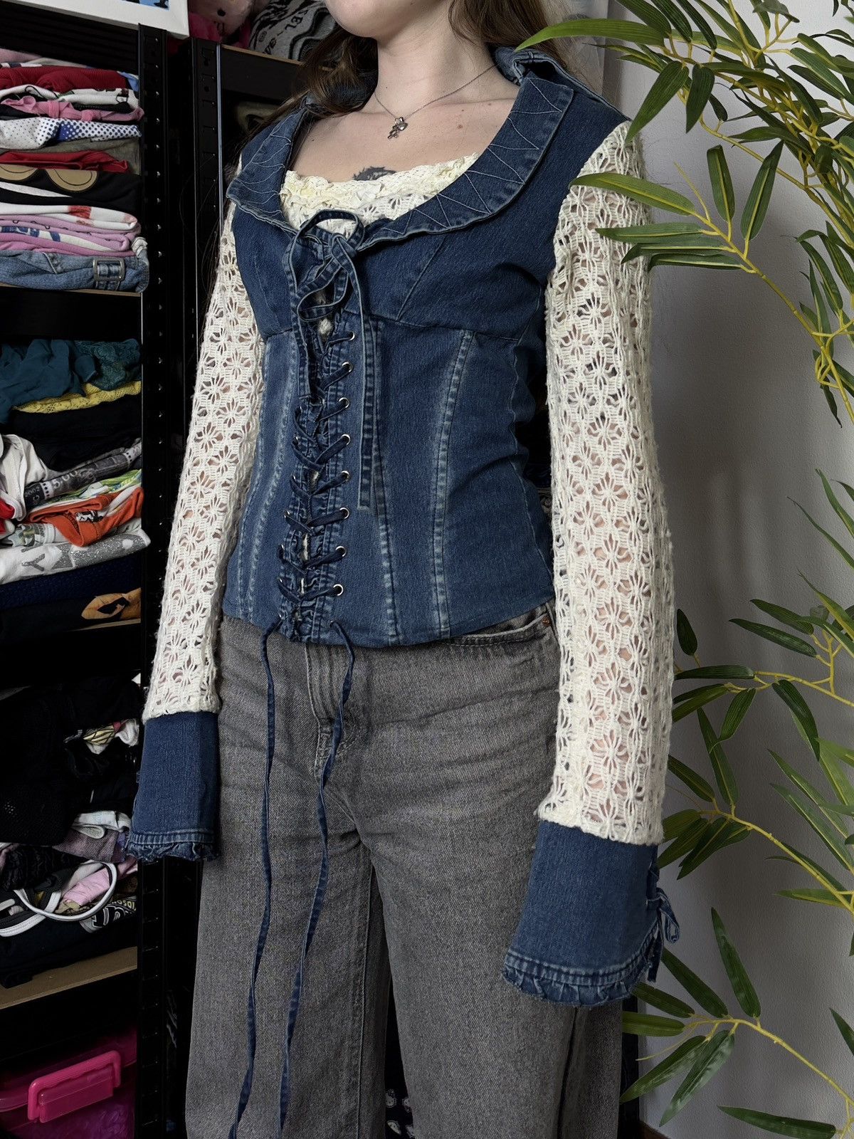 Vintage VINTAGE DENIM KNITTED BLOUSE LONGSLEEVE Size M / US 6-8 / IT 42-44 - 5 Thumbnail