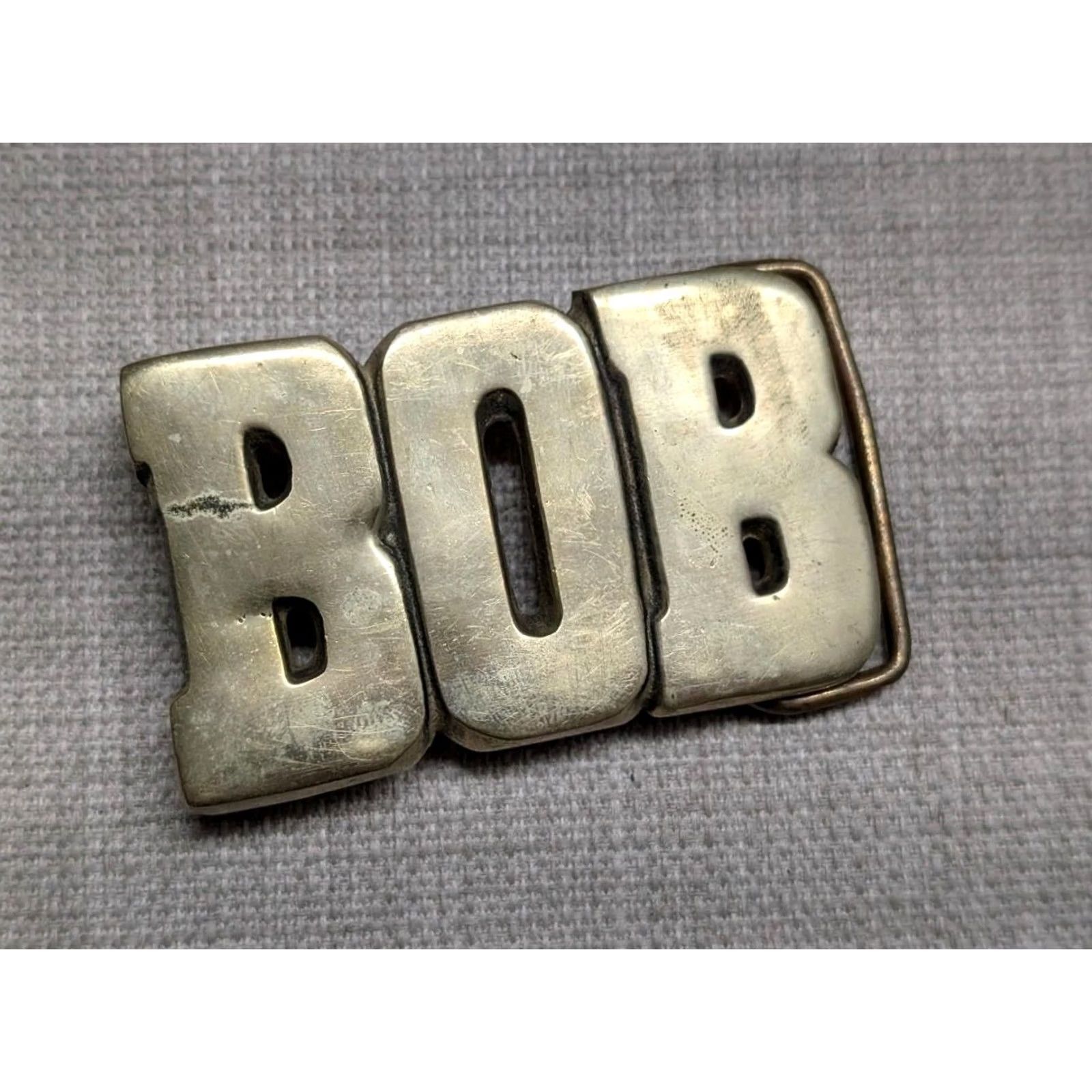 Vintage VINTAGE belt buckle cowboy NAMED 1970s brass western BOB trucker Size ONE SIZE - 2 Thumbnail