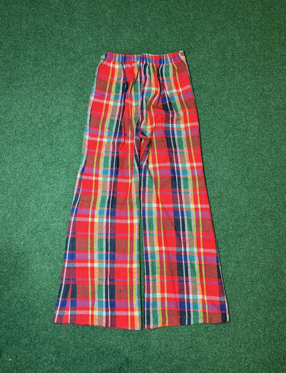 Vintage Vtg 70s Plaid Flare Disco Bell Bottom High Waisted Pants Size 22" - 2 Thumbnail
