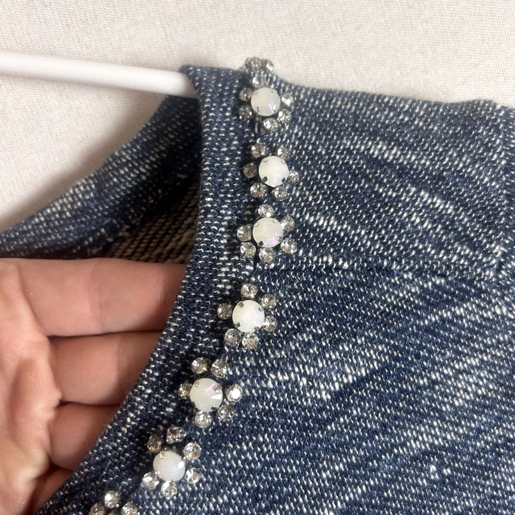 J.Crew VINTAGE J.Crew Womens Crewneck Sweater XS Beaded Jeweled Blue Space Dye L/S Size XS / US 0-2 / IT 36-38 - 4 Thumbnail