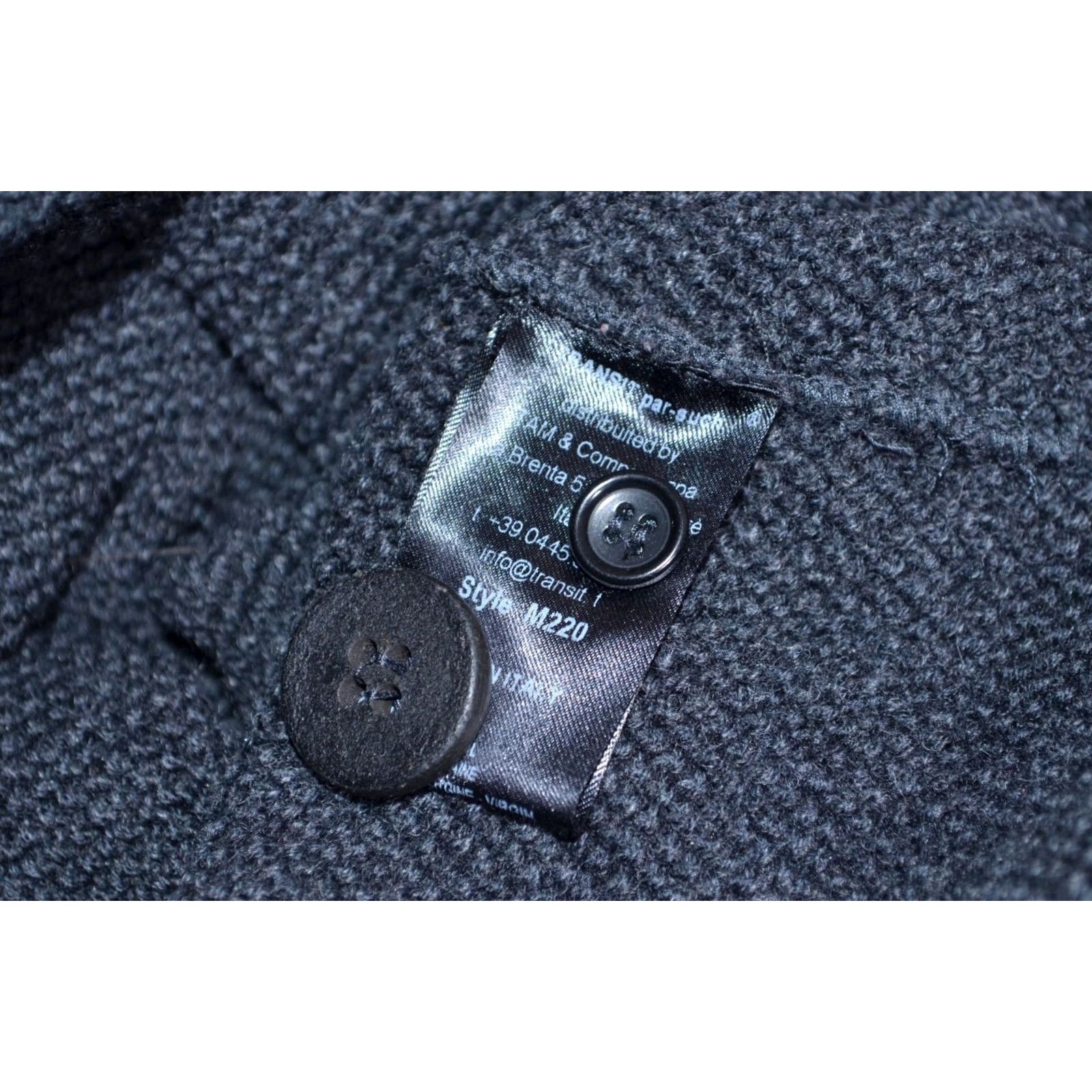 Vintage TRANSIT PAR SUCH Black Wool Short Jacket Coat Womens M UK 12 Knit Overcoat Button Short Coat Size 32" / US 10 / IT 46 - 7 Thumbnail