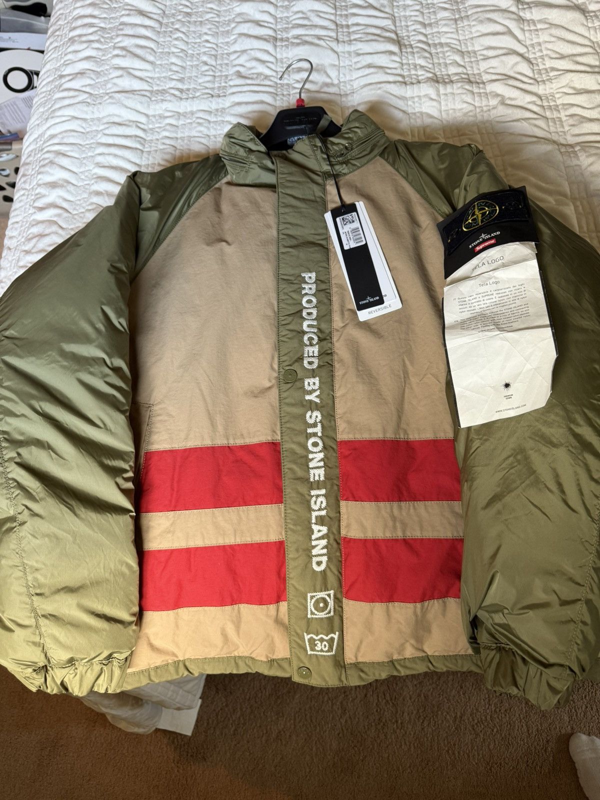Stone Island Supreme®/Stone Island® Reversible Down Puffer Jacket-Olive Size US L / EU 52-54 / 3 - 17 Thumbnail