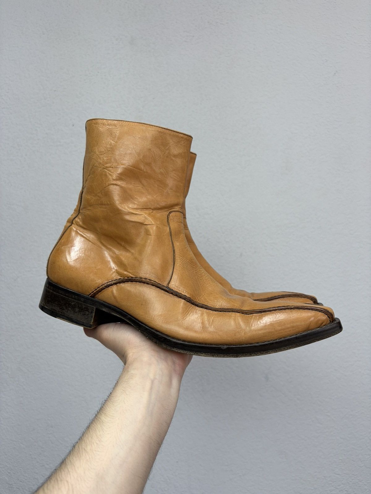 Hedi Slimane Vintage Camel Leather Zip Boots Guidi CCP Rick Owens Style Size US 11 / EU 44 - 4 Thumbnail
