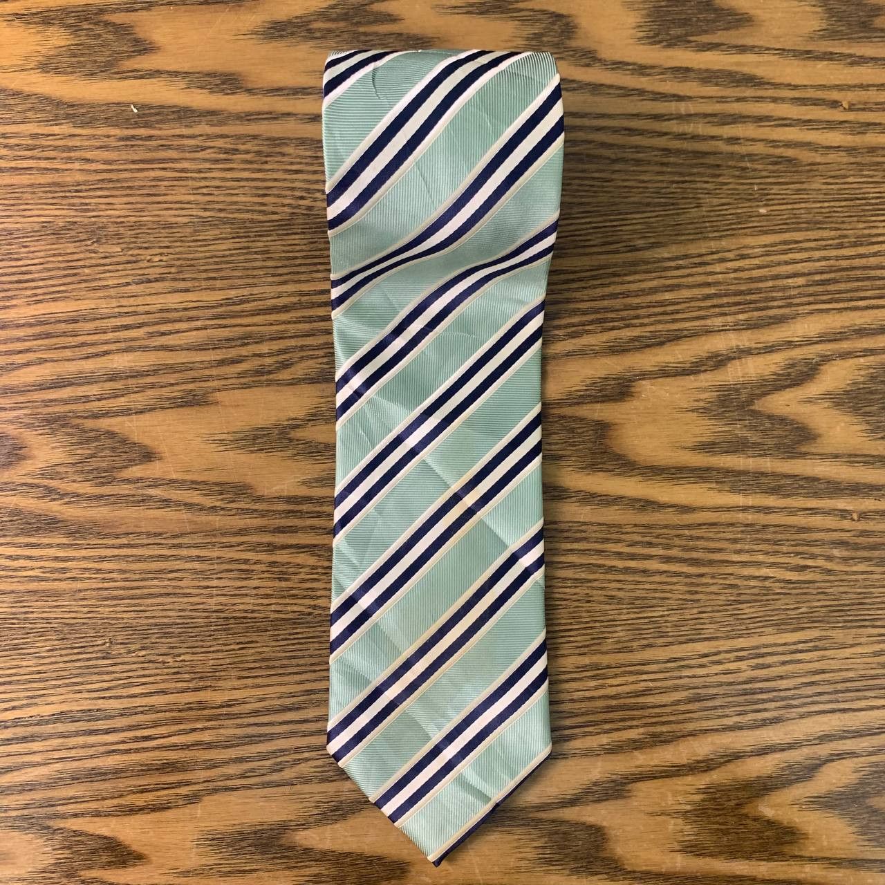 Covington Covington Lime Green & Navy Blue striped Necktie Size ONE SIZE - 3 Thumbnail