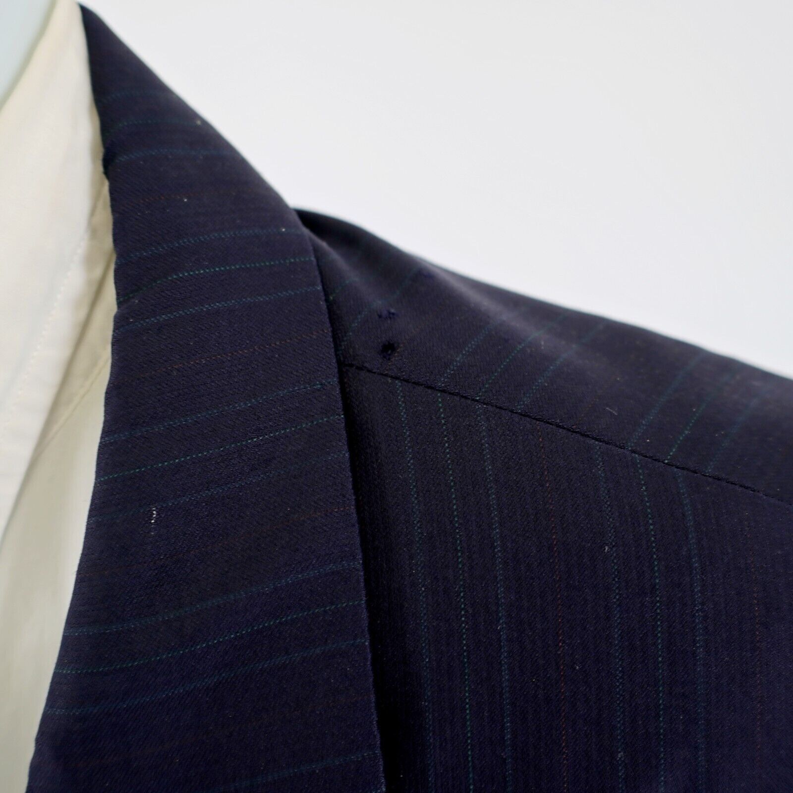 Hickey Freeman DAMAGED Hickey Freeman Wool Blue W/ Multi-Colored Striped 50 Size 50L - 4 Thumbnail