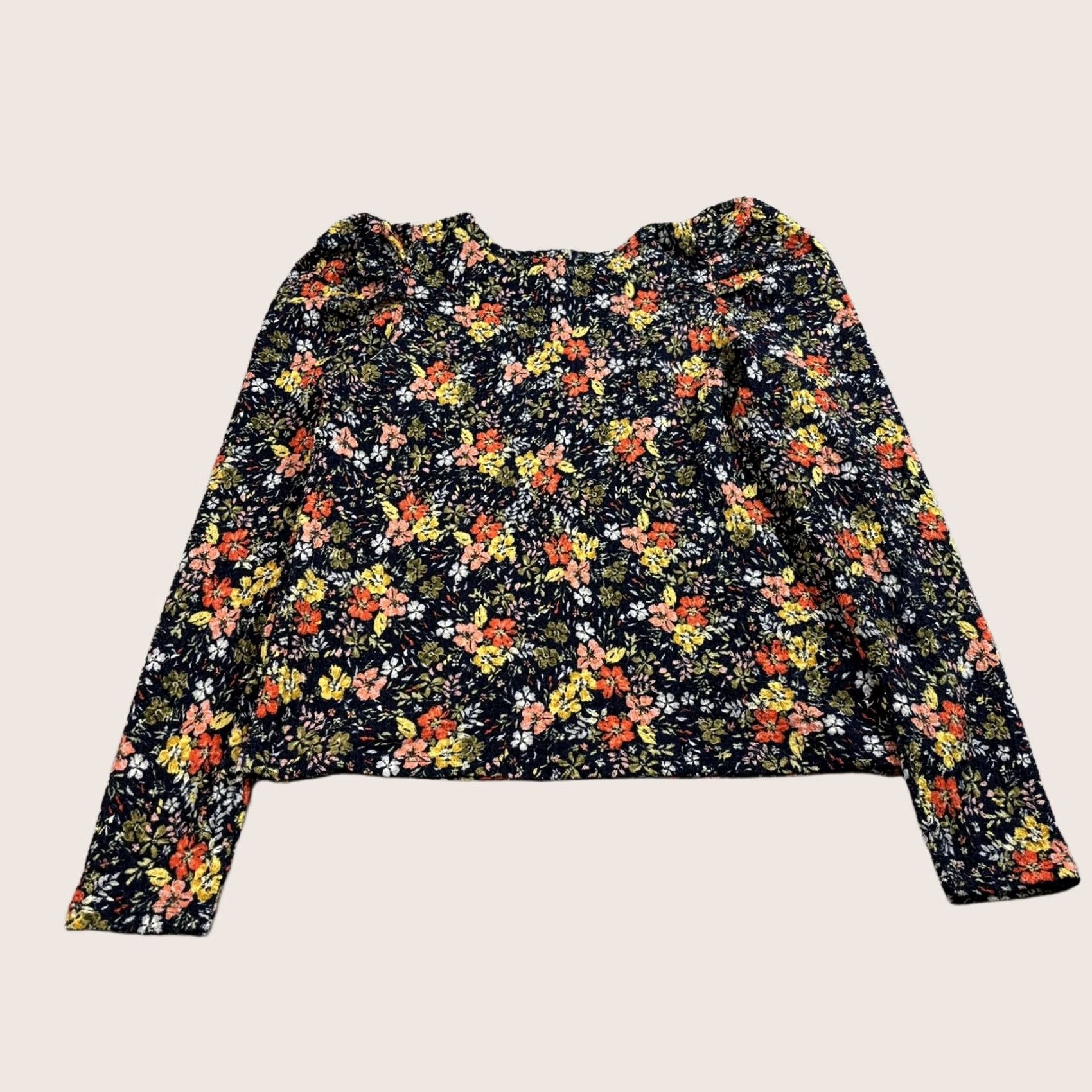 Loft LOFT Shirt Womens Medium Navy Floral Puff Sleeve Long Sleeve Boho Casual Blouse M Navy Floral Pattern Womens LOFT Size M / US 6-8 / IT 42-44 - 1 Thumbnail