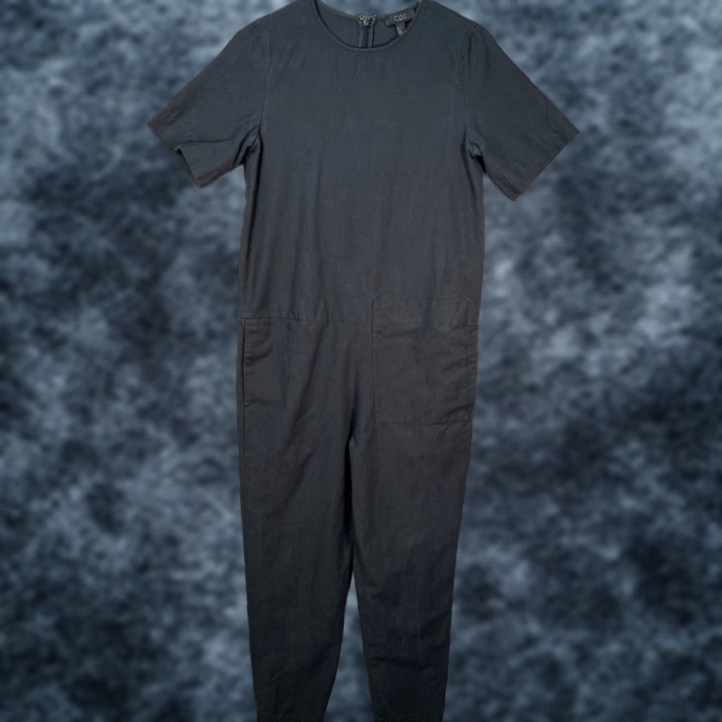 Cos COS Black Short Sleeve Jumpsuit Women Size 2 Cotton Lyocell Blend with Back Zip Size 26" / US 2 / IT 38 - 1 Thumbnail
