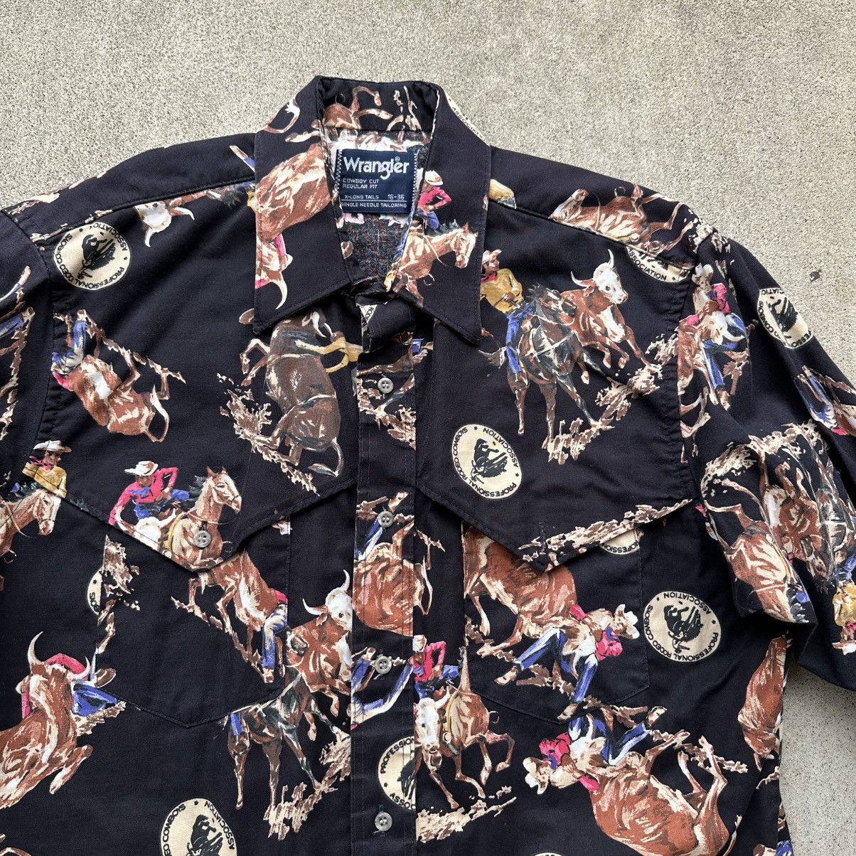 Wrangler Vintage Wrangler Shirt X Long Tails All Over Print Pro Rodeo Size US L / EU 52-54 / 3 - 2 Thumbnail