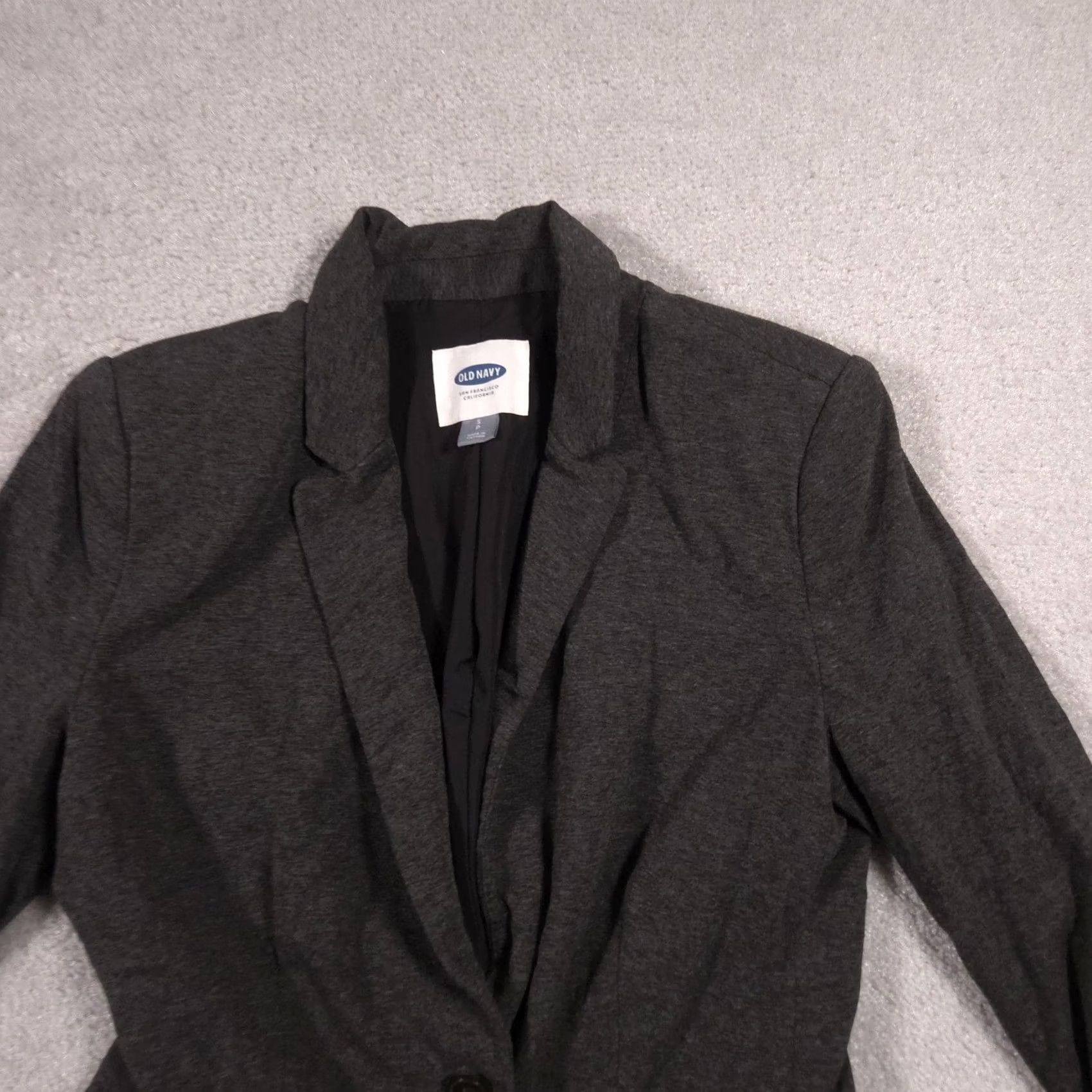 Old Navy Old Navy Blazer Womens Small Gray Knit One Button Lined Stretch Career Jacket Size S / US 4 / IT 40 - 2 Thumbnail
