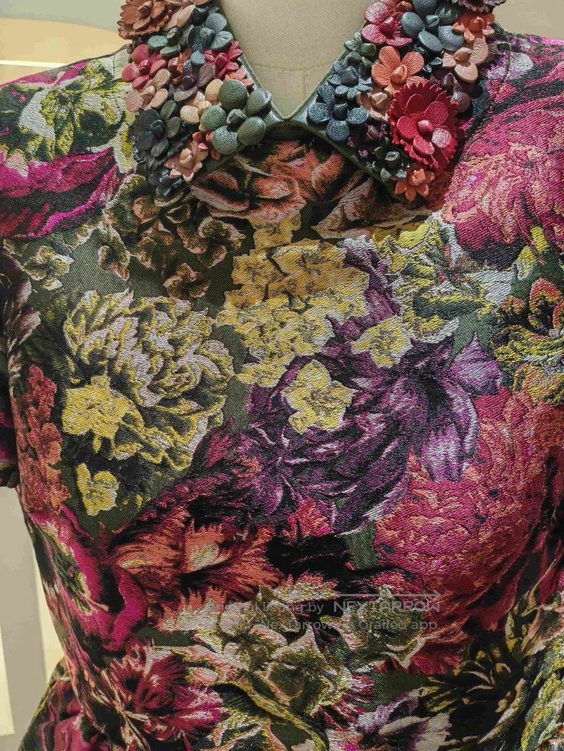 Valentino Valentino A brocade leather collar and a bustling dress Size S / US 4 / IT 40 - 7 Thumbnail