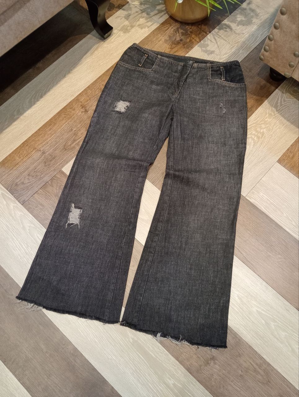 Roberto Cavalli JUST CAVALLI BLACK FLARED DENIM PANTS Size 27" / US 4 / IT 40 - 2 Thumbnail