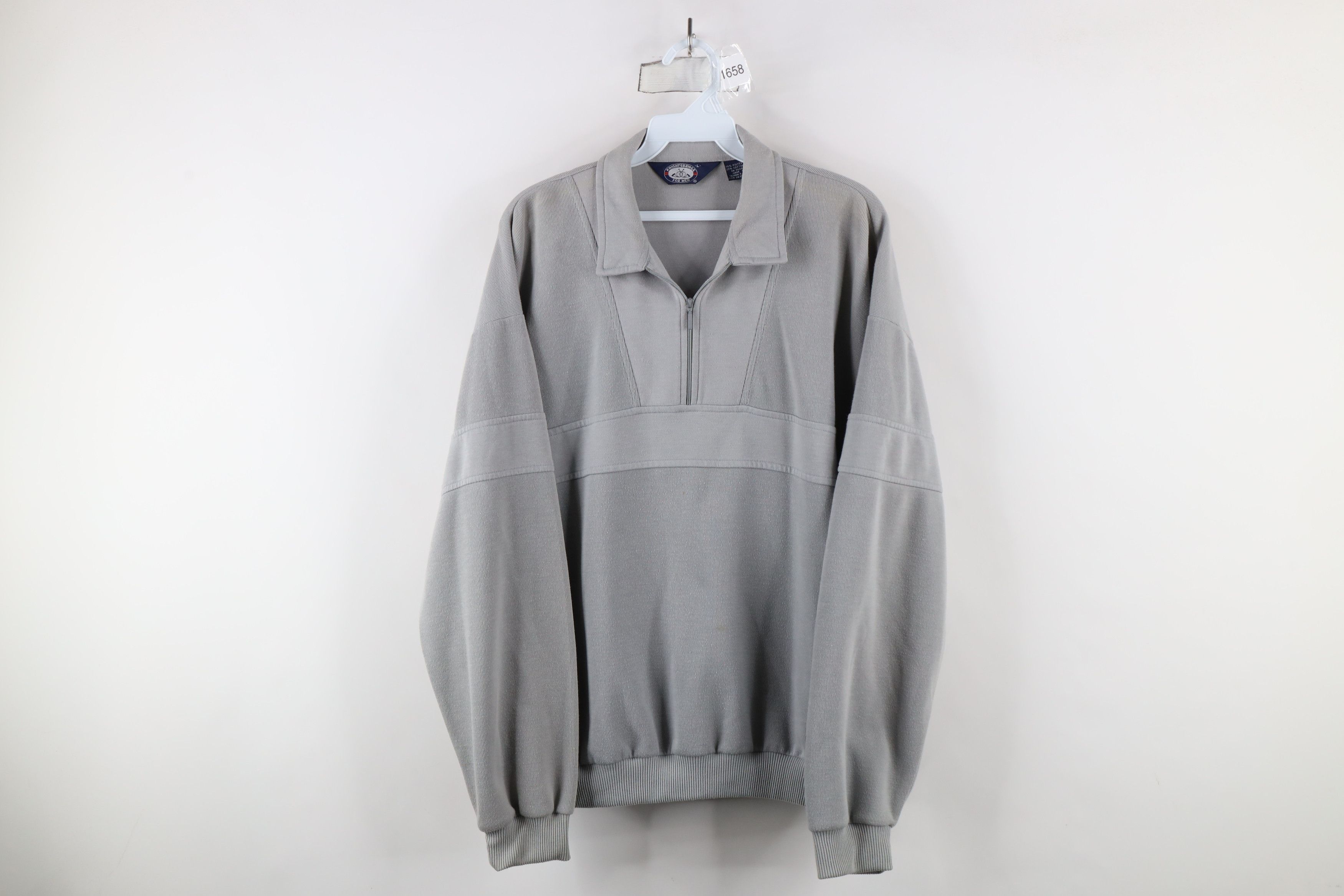Vintage Vintage 90s Streetwear Ribbed Knit Half Zip Pullover Sweater Size US L / EU 52-54 / 3 - 1 Thumbnail