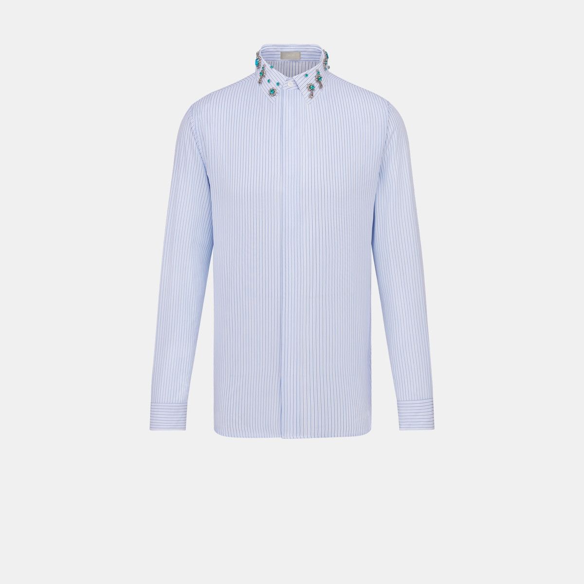 o1bcso1str0226 Cabochon Collar Shirt in Blue/White