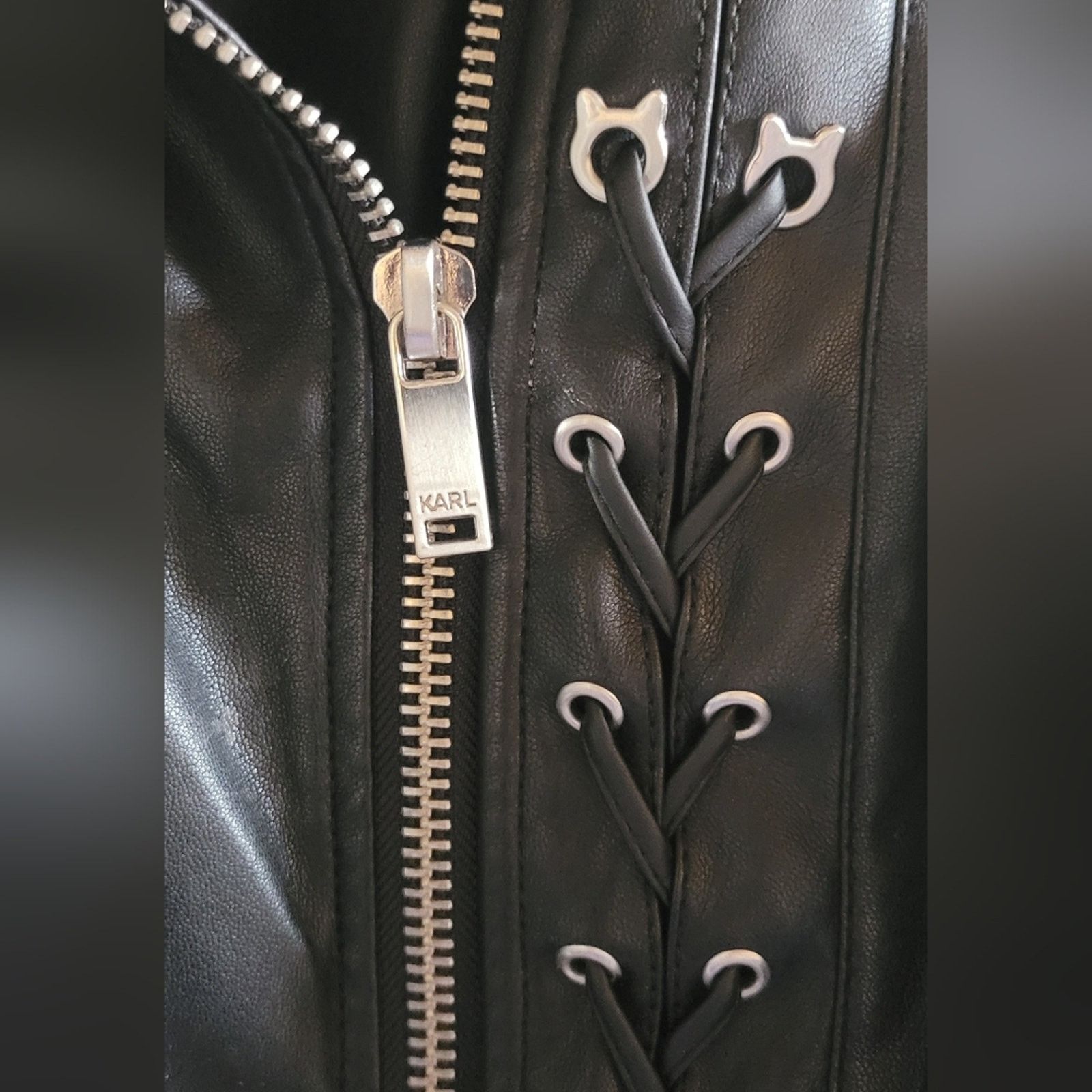 Karl Lagerfeld Karl Lagerfeld faux leather lace-up motorcycle jacket Size L / US 10 / IT 46 - 3 Thumbnail
