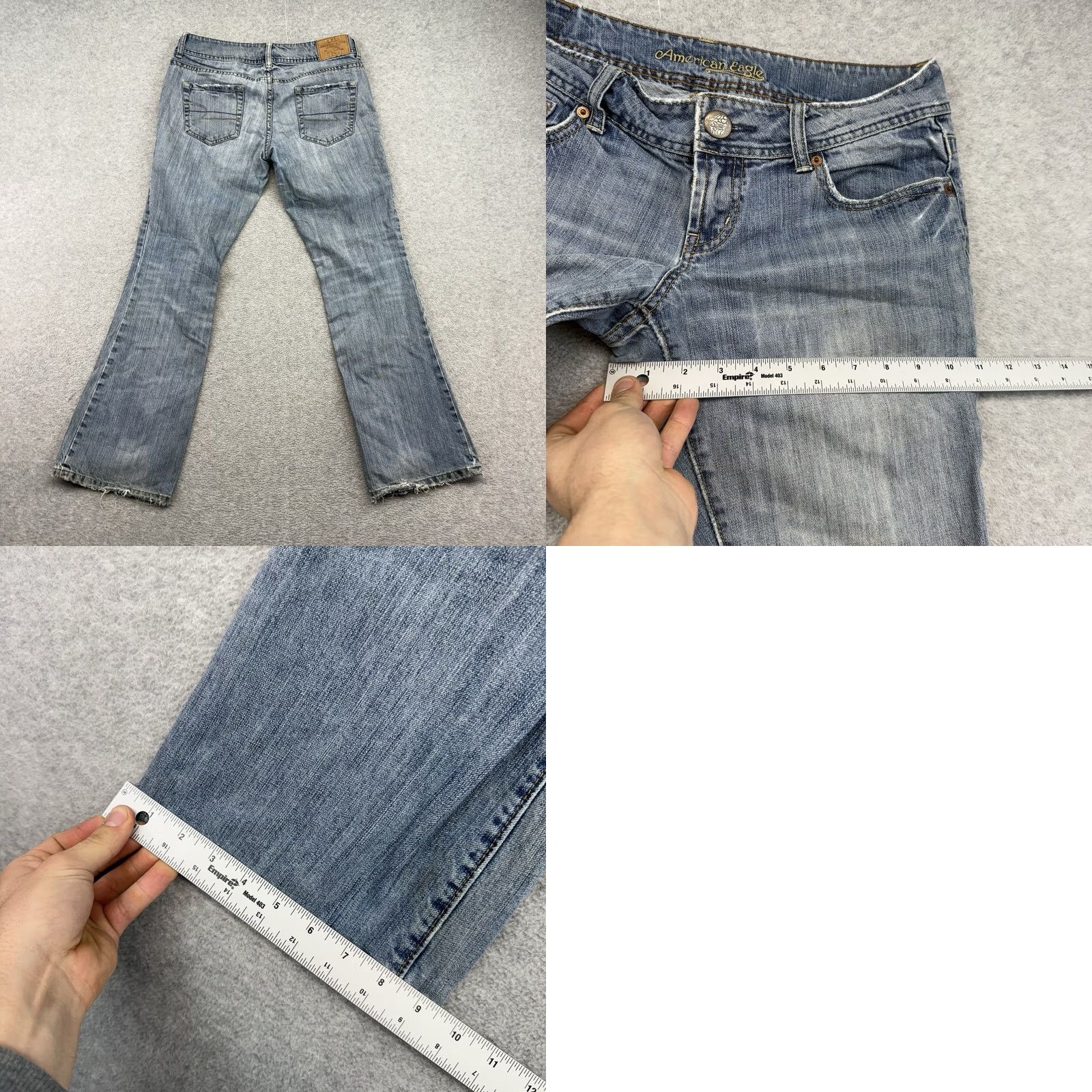 American Eagle Outfitters American Eagle Jeans Flared Distressed Size 8 Regular Blue 00s Women Size 30" / US 8 / IT 44 - 8 Thumbnail