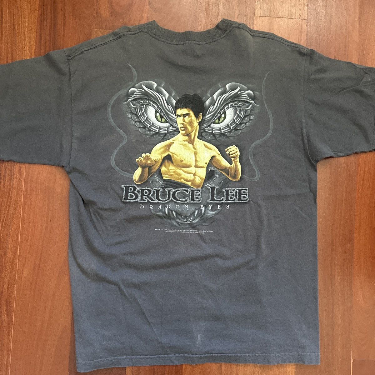 Vintage Vintage Bruce Lee Dragon Eyes Movie T Shirt Dark Gray Size US XL / EU 56 / 4 - 1 Thumbnail