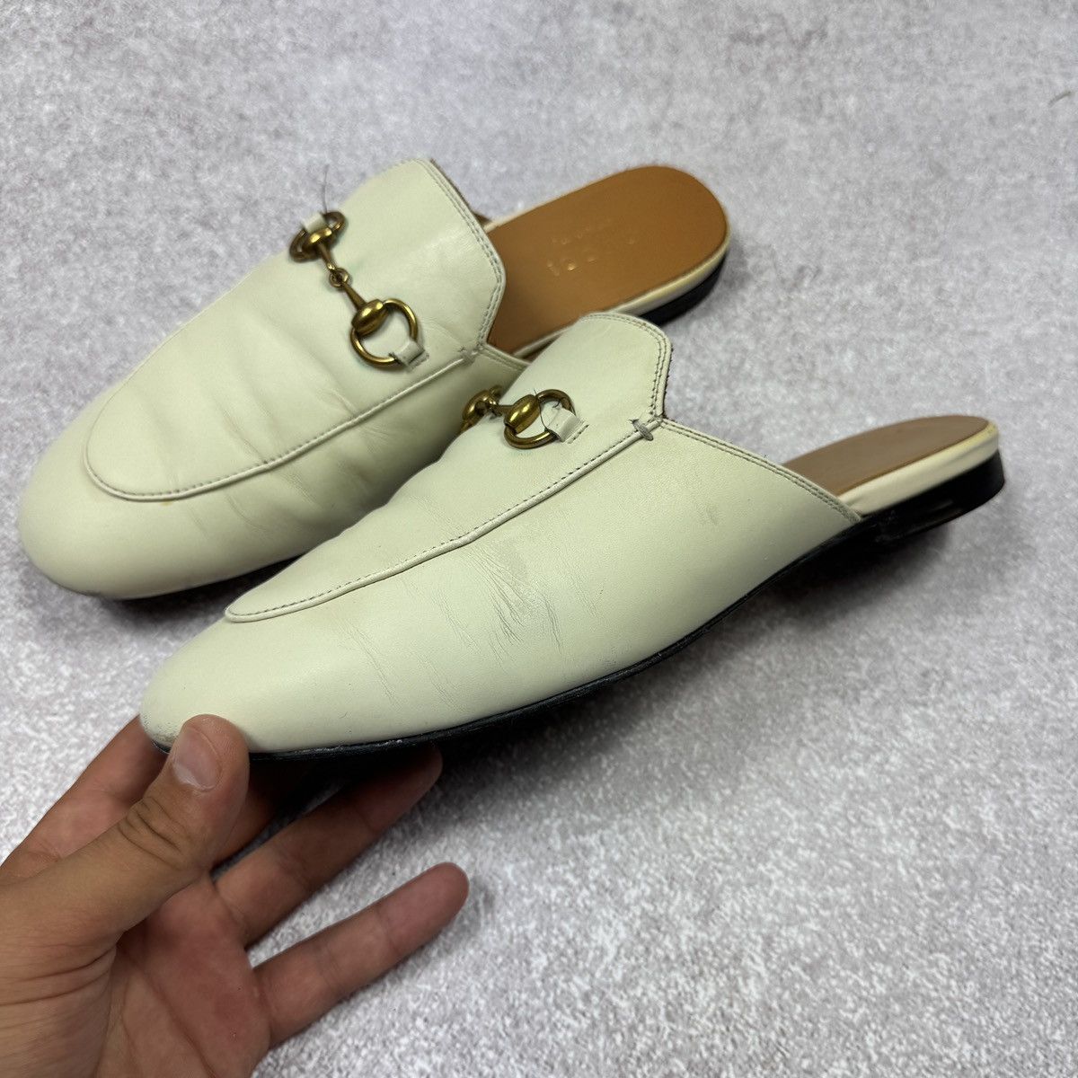 Gucci Authentic Gucci Princeton Beige Leather Vintage Mules Size US 8 / IT 38 - 9 Thumbnail