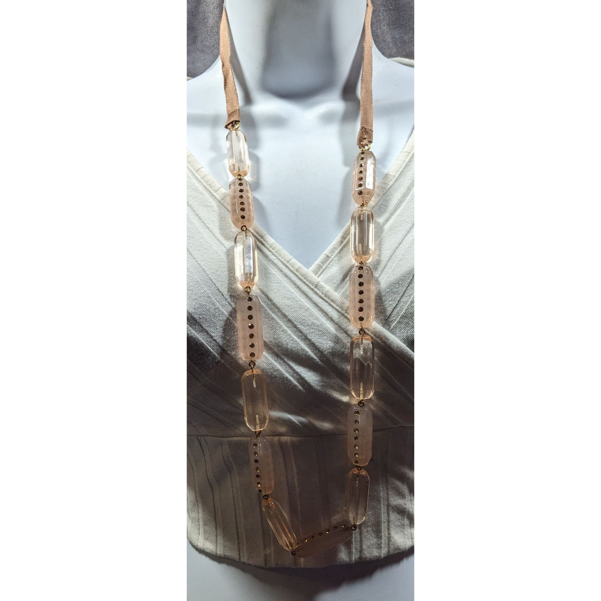 J.Crew J.Crew Translucent Pink Link Tie On Necklace With Rhinestone Size ONE SIZE - 10 Thumbnail