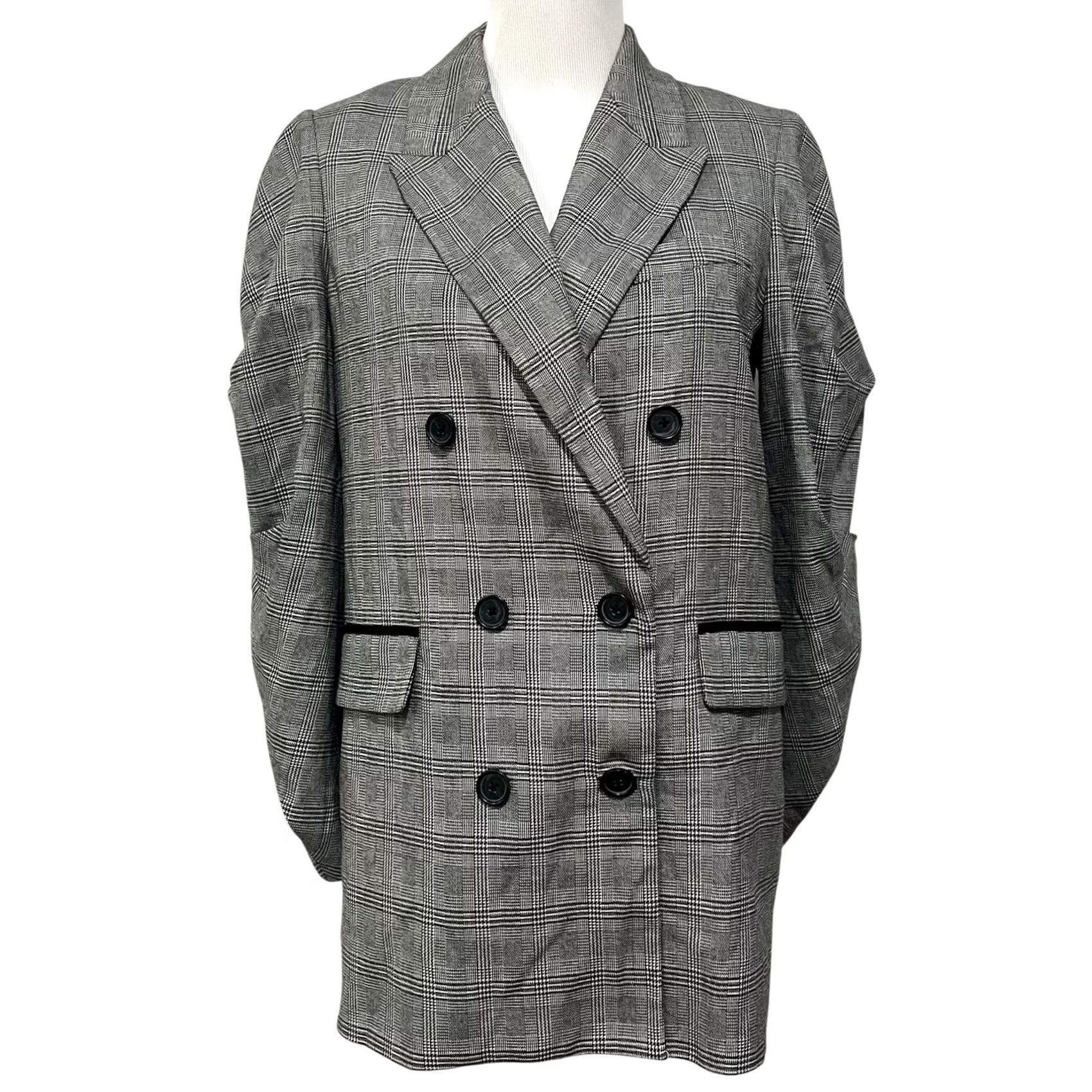 Joie Joie Tomika Blazer Jacket Black White Double-Breasted Ruched Sleeve Women’s Sz 4 Size S / US 4 / IT 40 - 3 Thumbnail