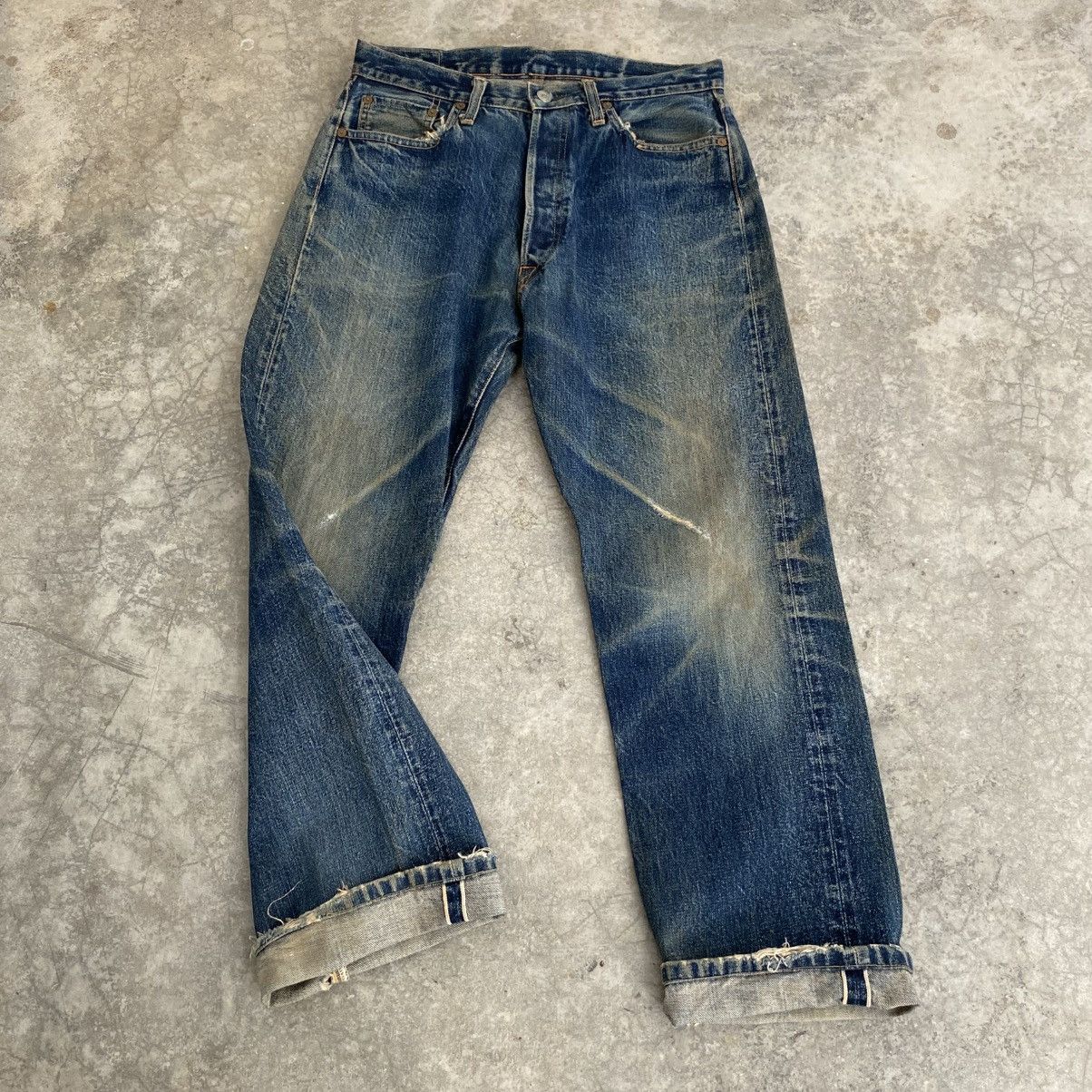 Denime Vintage Denime Japan Faded Blue Distressed Selvedge Jeans Size US 31 - 1 Thumbnail