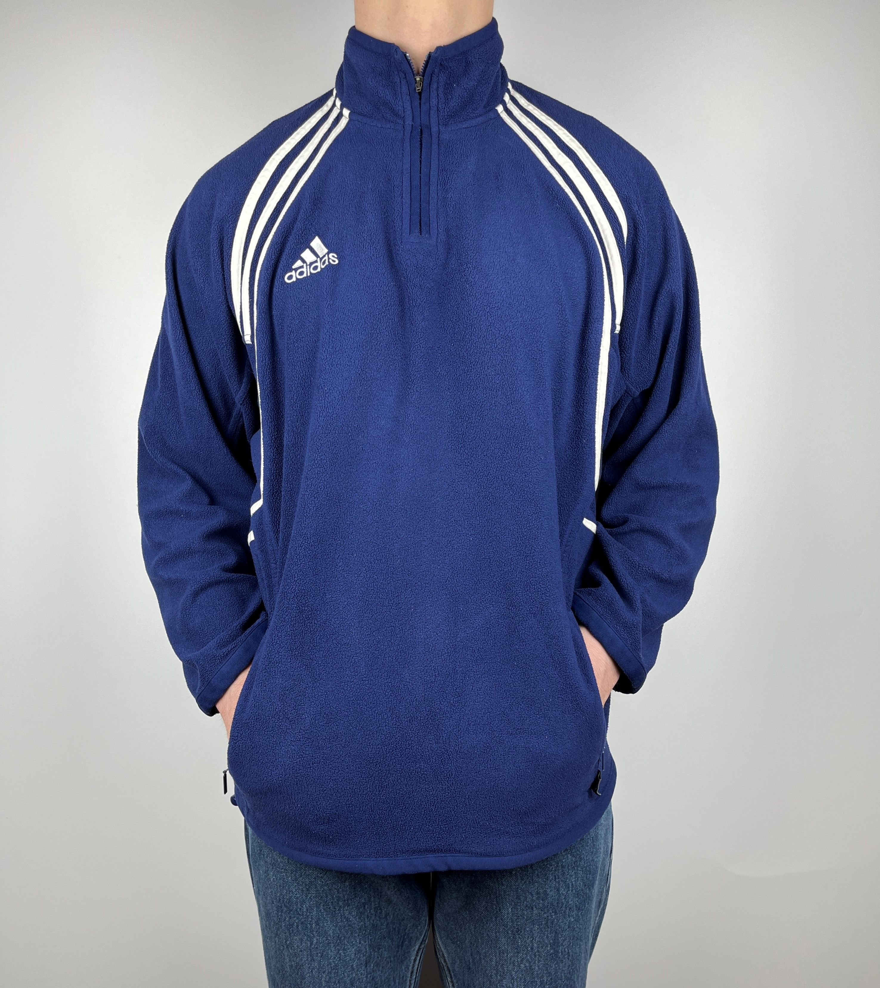Adidas 00's Adidas Climacool Stripes Vintage Fleece Sweater Size US L / EU 52-54 / 3 - 4 Thumbnail