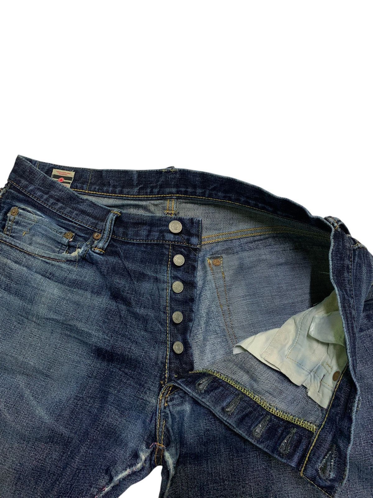 Kapital MOMOTARO SELVEDGE BUTTON FLY FADED DISTRESSED DENIM Size US 33 - 11 Thumbnail