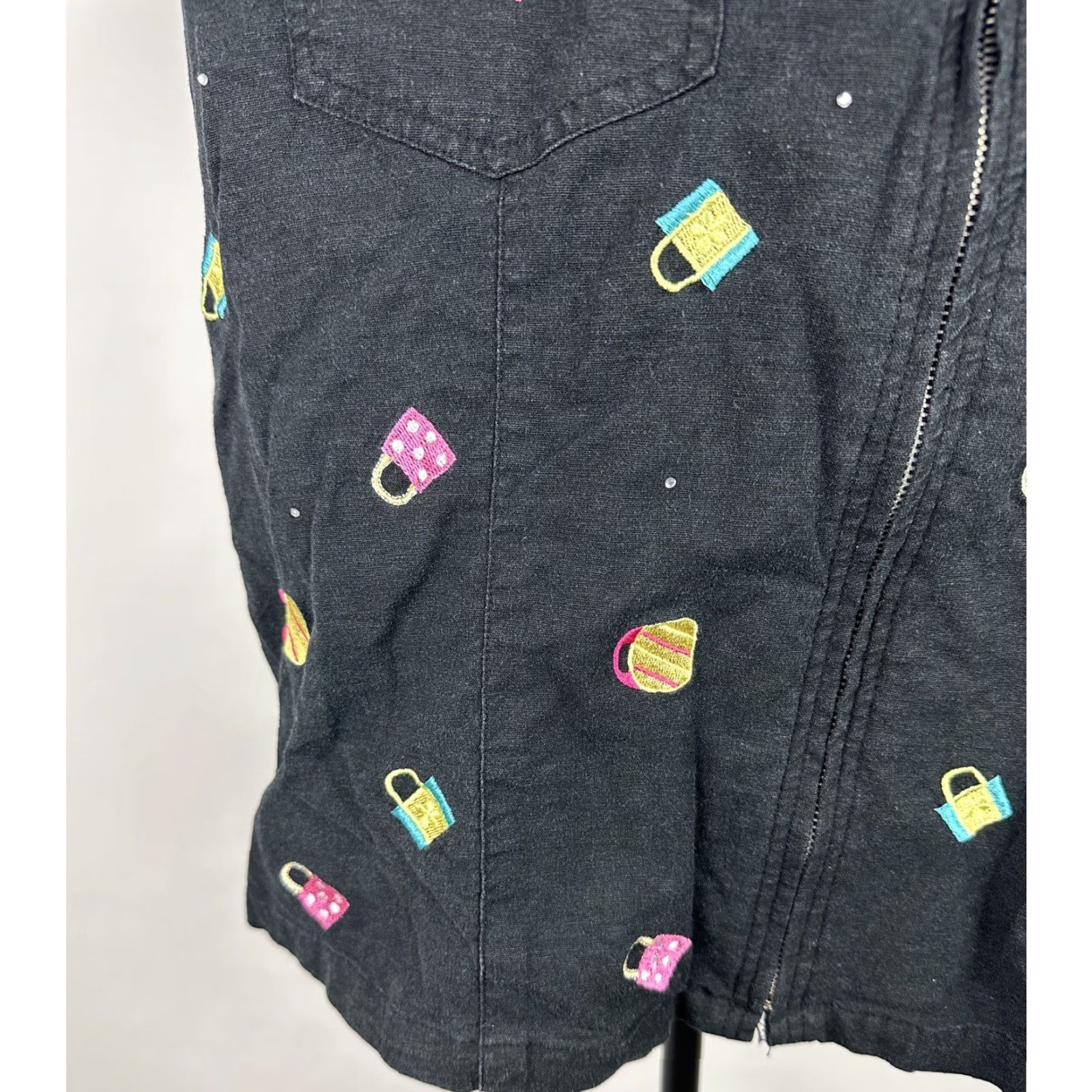 Quacker Factory Quacker Factory Embroidered Jacket XL Full Zip Novelty Y2K Cyber Shopping Bags Size XL / US 12-14 / IT 48-50 - 4 Thumbnail