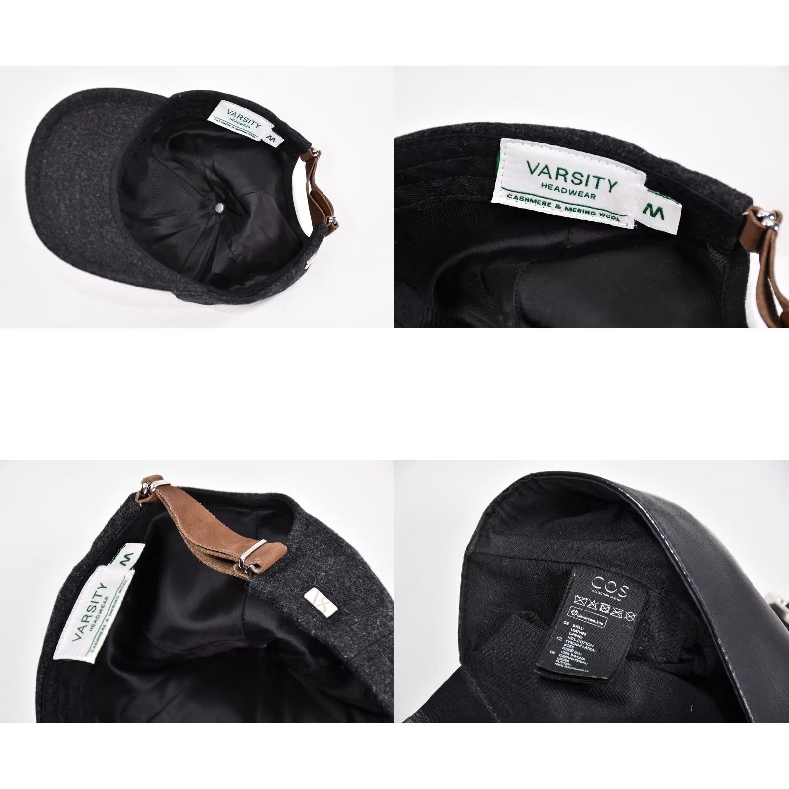 Vintage Varsity Headwear Hat Adjustable M Wool Dark gray 65% Merino Wool 35% Cashmere Solid Casual Men Baseball Cap Fall Spring Summer Winter Mens Size ONE SIZE - 8 Thumbnail