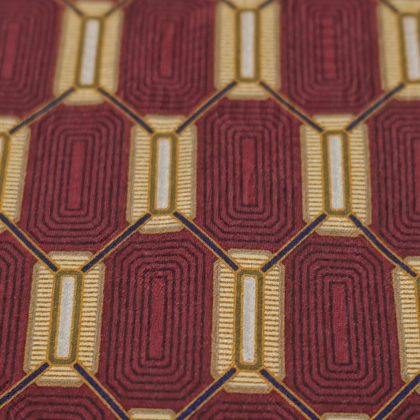 Woodward Woodward Red Yellow Geometric Print Short Wide Silk Tie Size ONE SIZE - 2 Thumbnail