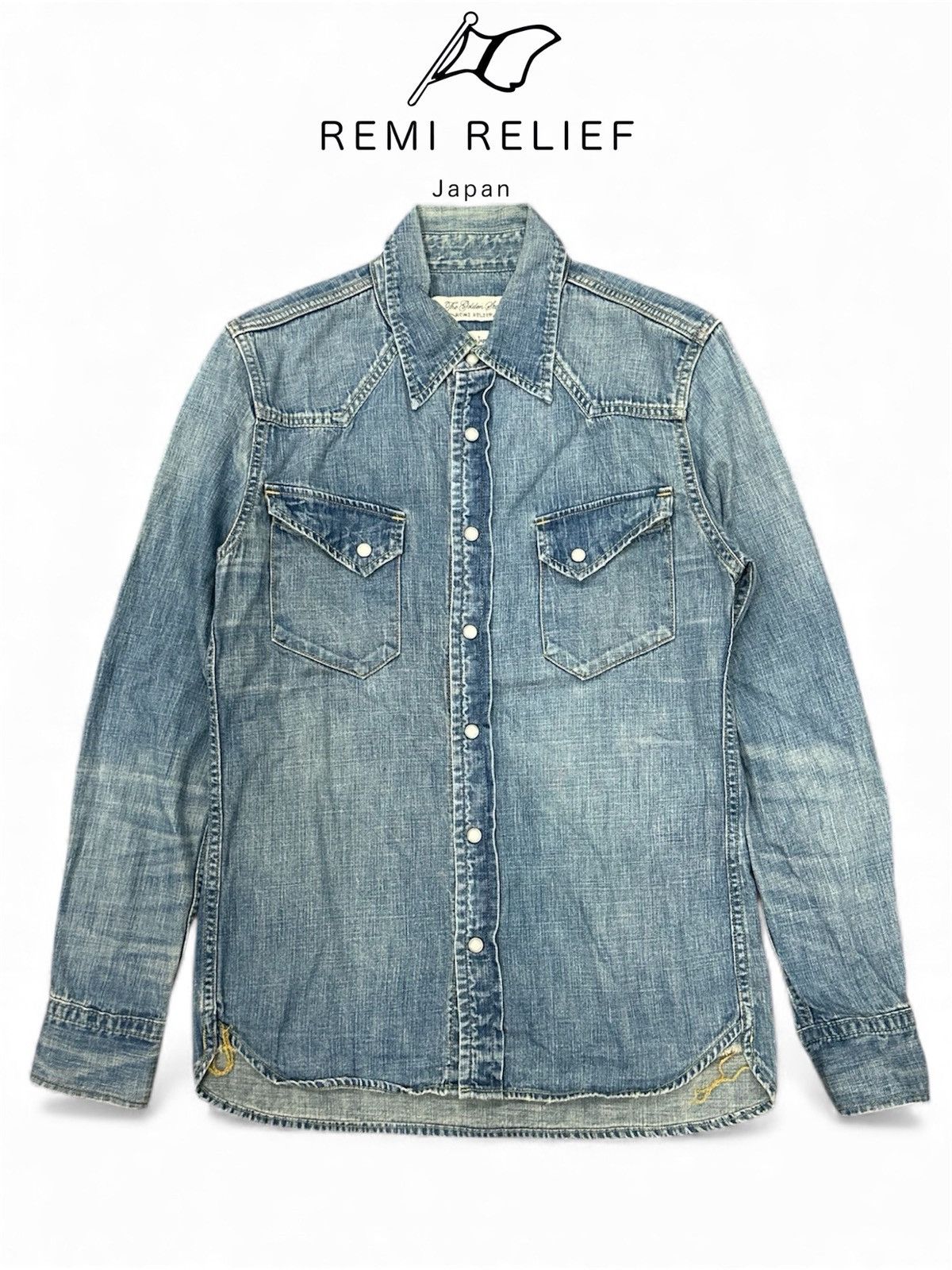 Remi Relief Japan Denim Chambray Snap Button Button Shirt
