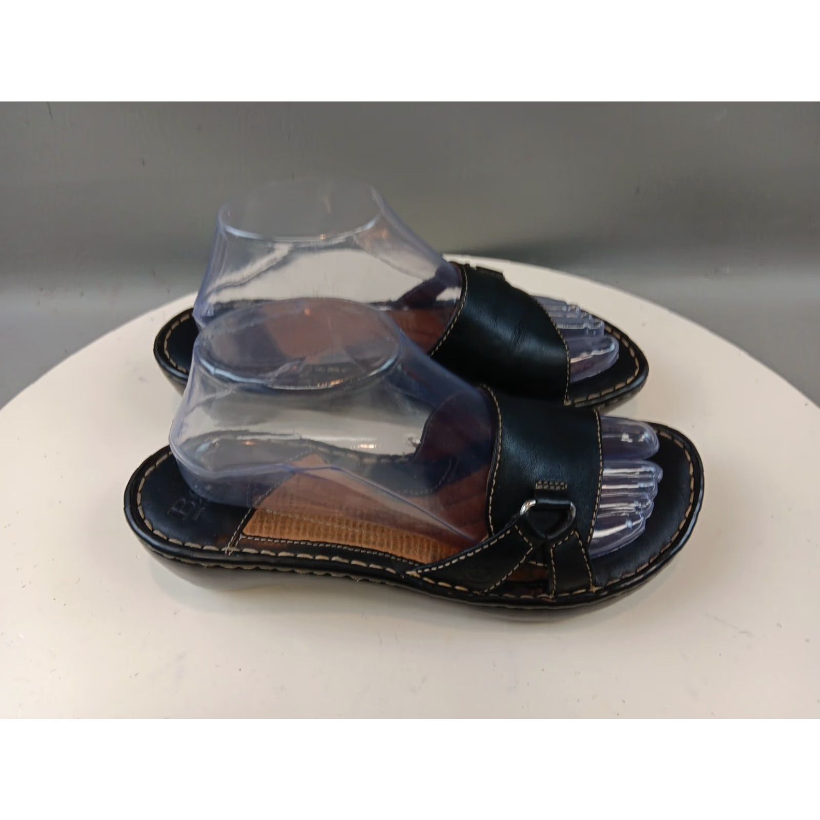 Born Born Women Sandal Slide Black Leather Mid Heel 9.5 US 40.5 EU Casual Shoes Womens Size US 10 / IT 40 - 7 Thumbnail