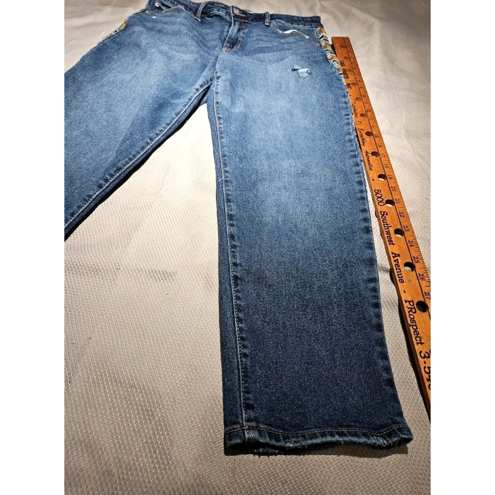 Vintage Knox Rose Jeans Womens 10 Blue Size Straight Aztec Embroidered Casual Denim Pant Size 32" / US 10 / IT 46 - 7 Thumbnail