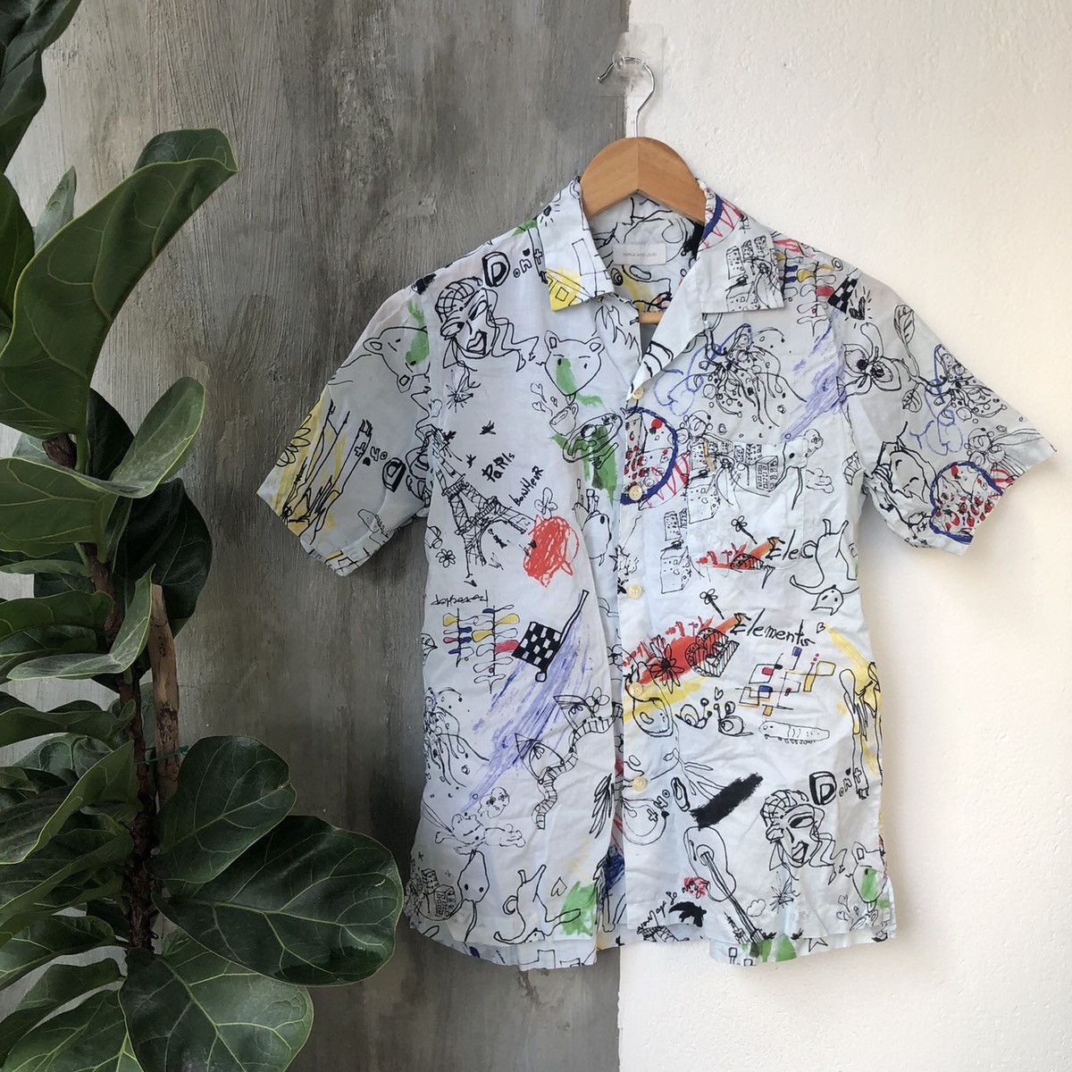 image of Art World Wide Love Button Ups Shirt in Light Blue, Women's (Size Small)