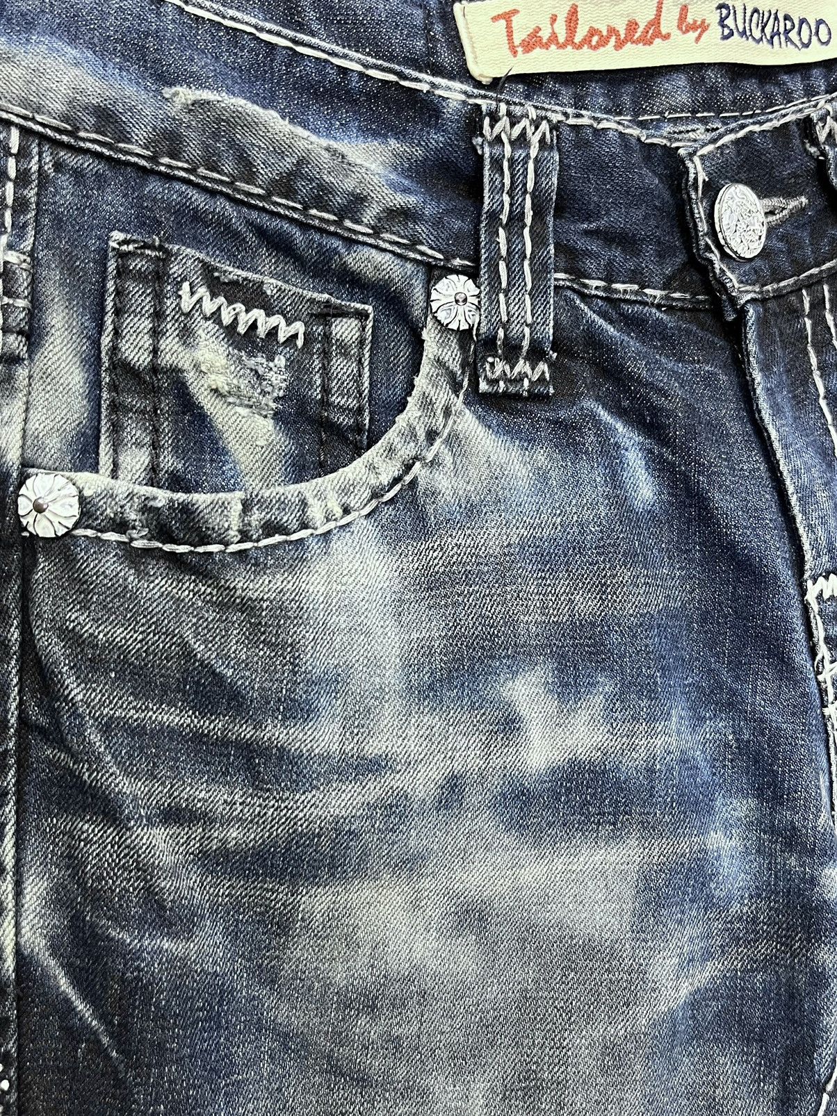 BUCKAROO SICK FLARE🔥Indigo Mudmax Bleachwash Big Stitching Denim Size US 29 - 7 Thumbnail
