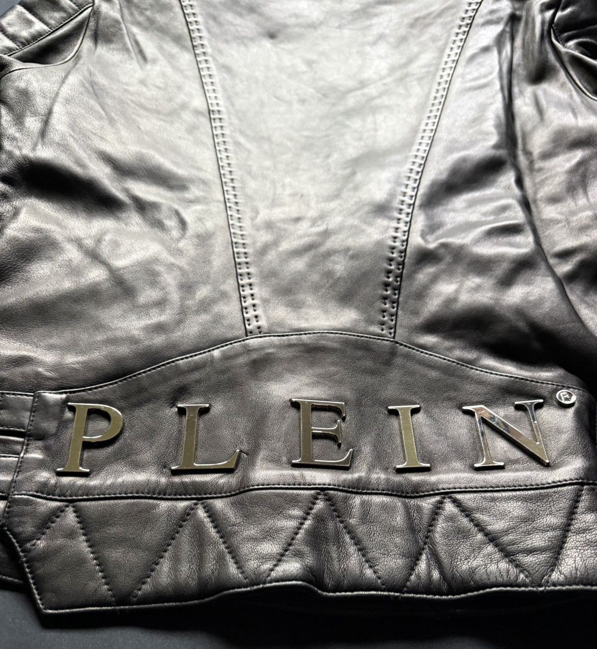 Philipp Plein Philipp Plein Lambskin Leather Biker Jacket Black / XL Size US XL / EU 56 / 4 - 3 Thumbnail