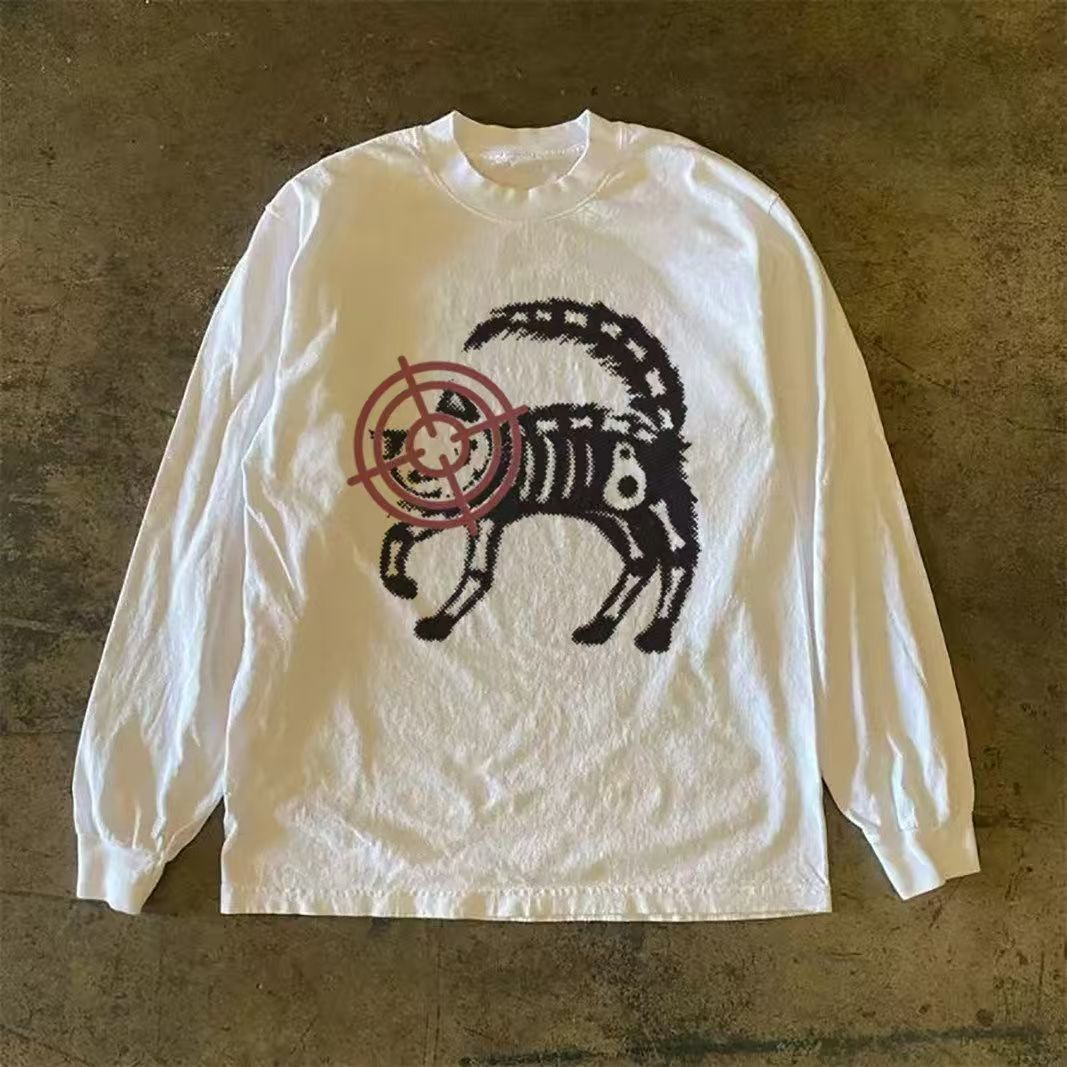 Japanese Brand White washed retro sniper cat print long-sleeved t-shirt Size US M / EU 48-50 / 2 - 1 Thumbnail