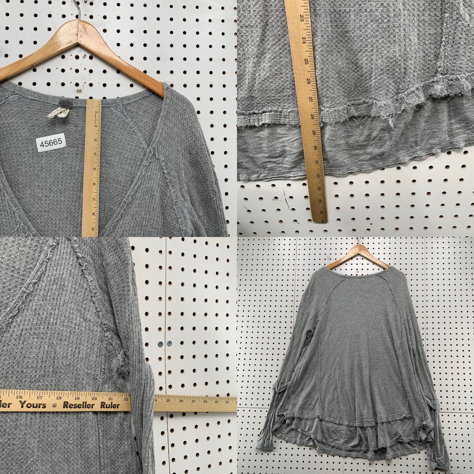 Vintage We the Free People Laguna Thermal Top Womens Large Waffle Knit Oversized Size L / US 10 / IT 46 - 8 Thumbnail