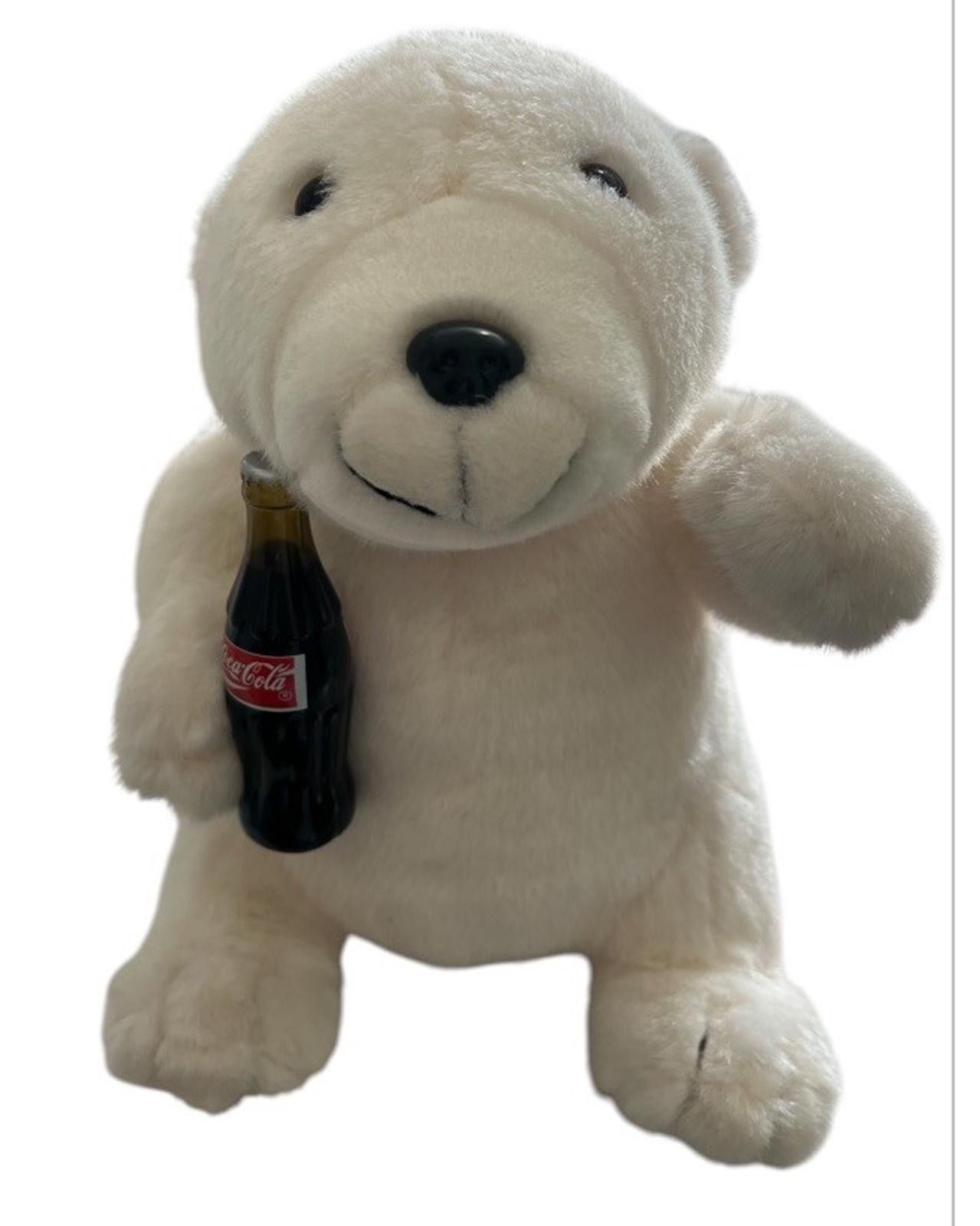 Cole Haan Coca-Cola White Polar Bear Plush with Coke Bottle 12”1994 Size ONE SIZE - 1 Thumbnail