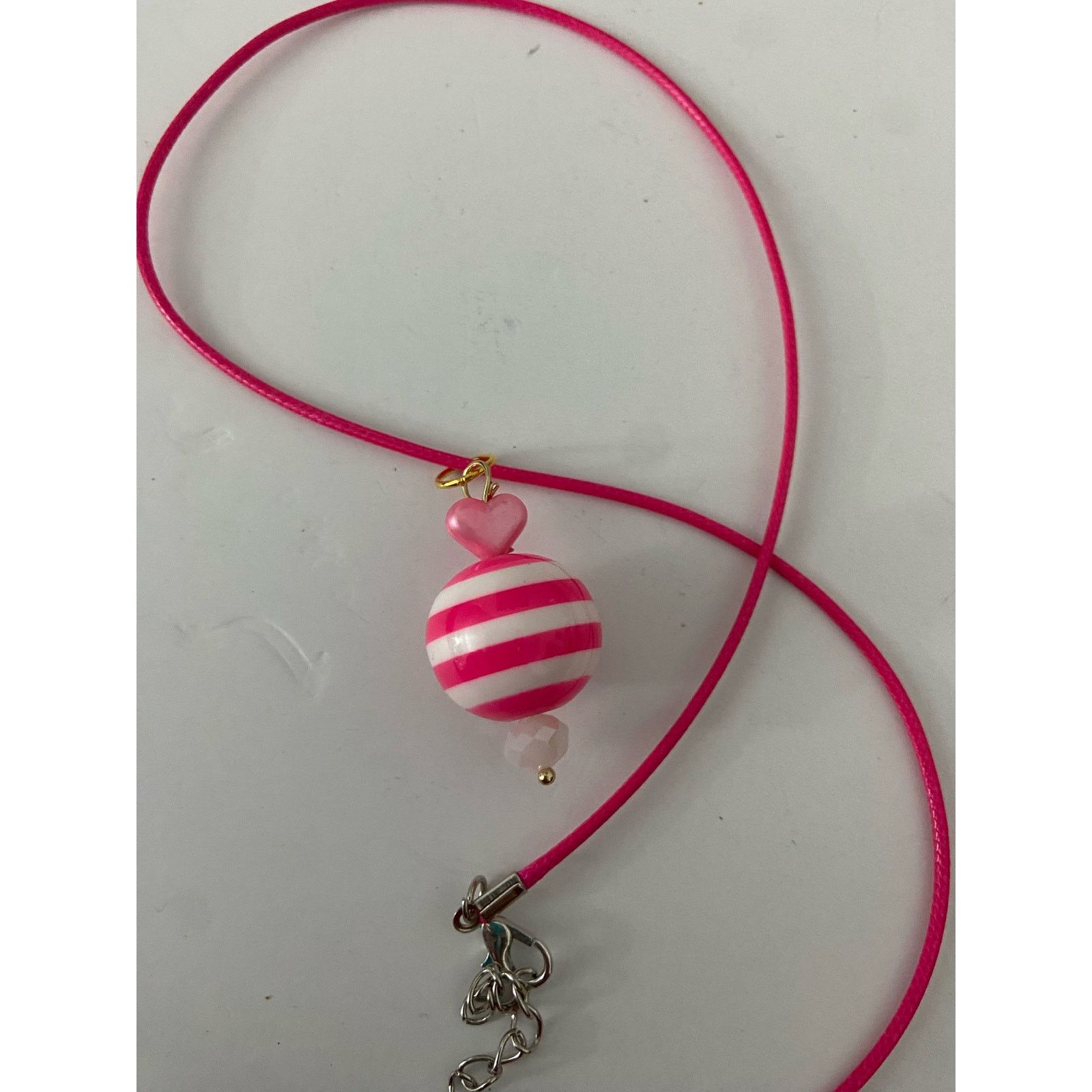 Handmade pink and white pendant necklace Size ONE SIZE - 2 Thumbnail