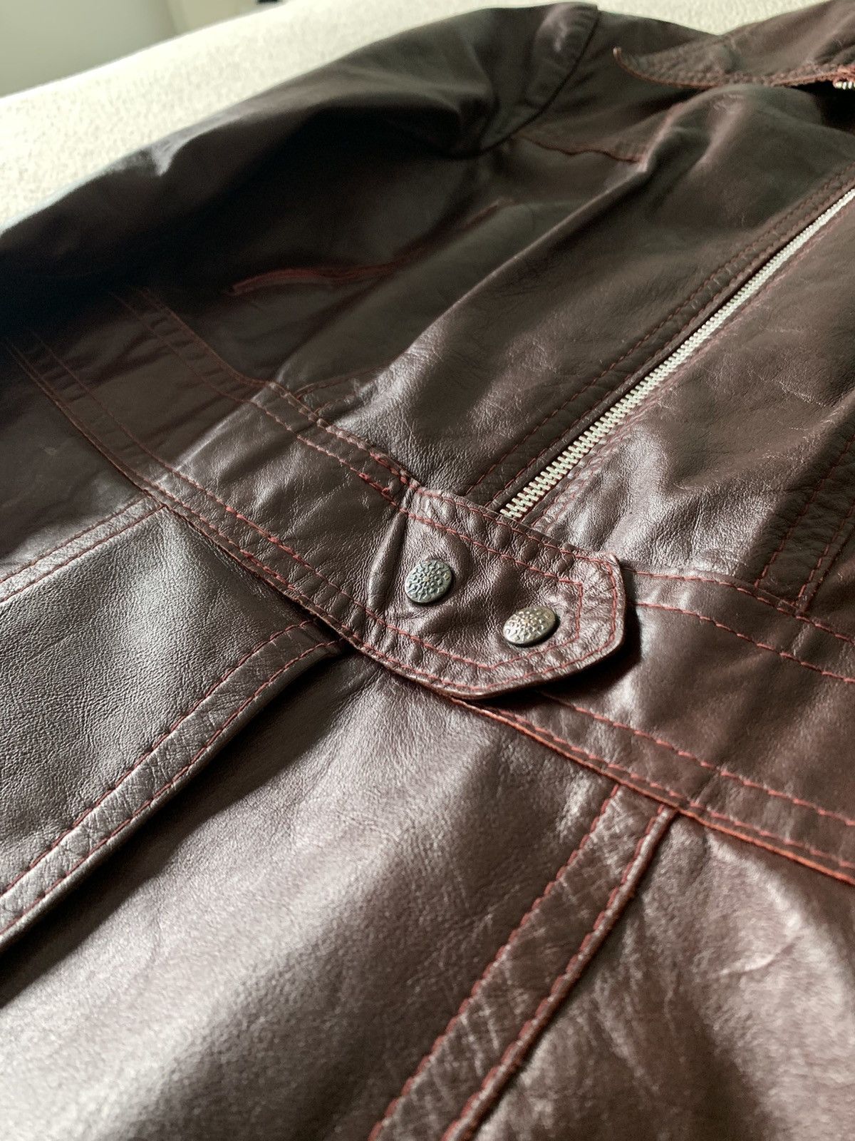 Vintage Vintage Barons leather inc red leather jacket Size S / US 4 / IT 40 - 5 Thumbnail