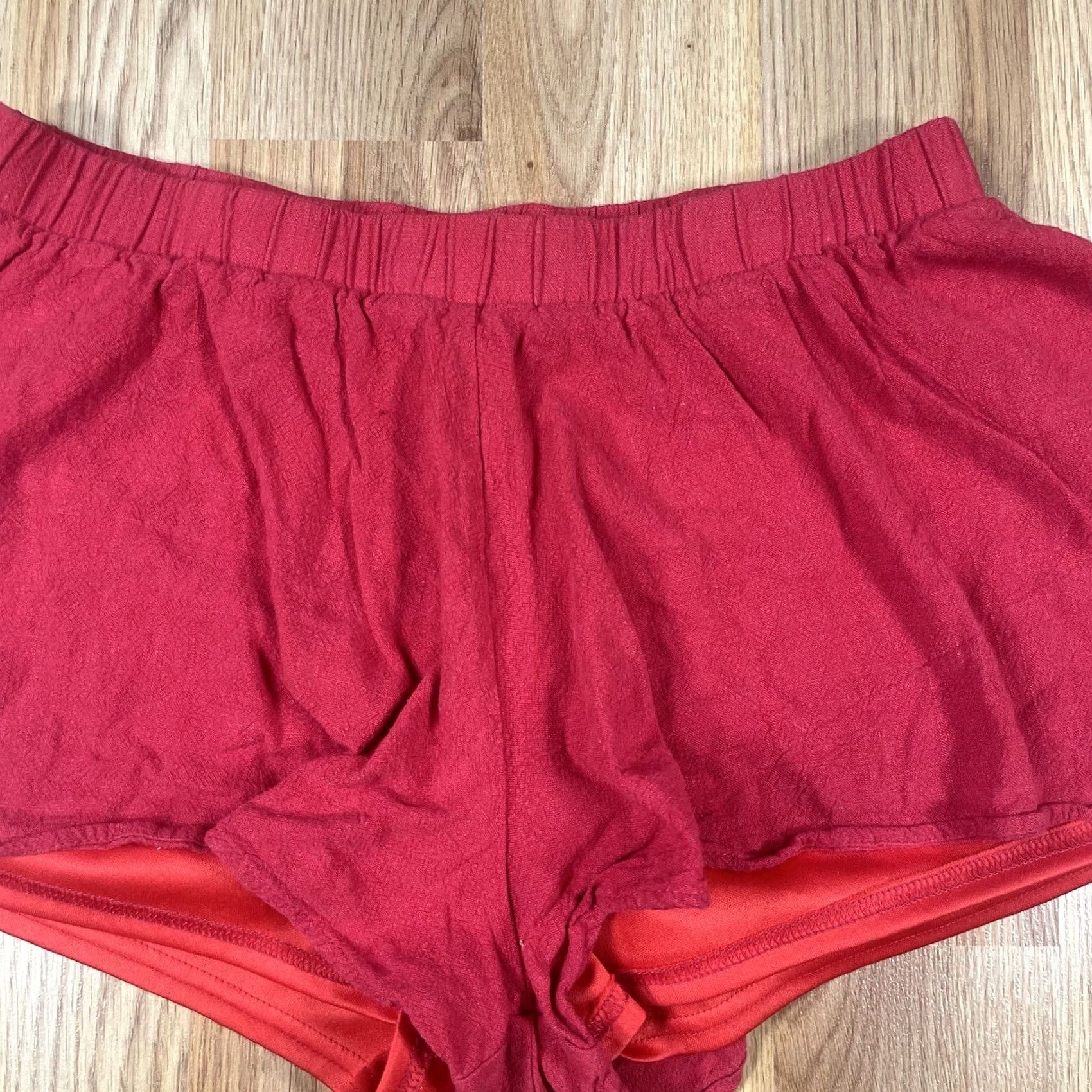 Vintage VINTAGE Altar’d State Shorts Womens S Small Red Linen Blend Flat Front Casual Summer Womens Size 28" / US 6 / IT 42 - 2 Thumbnail
