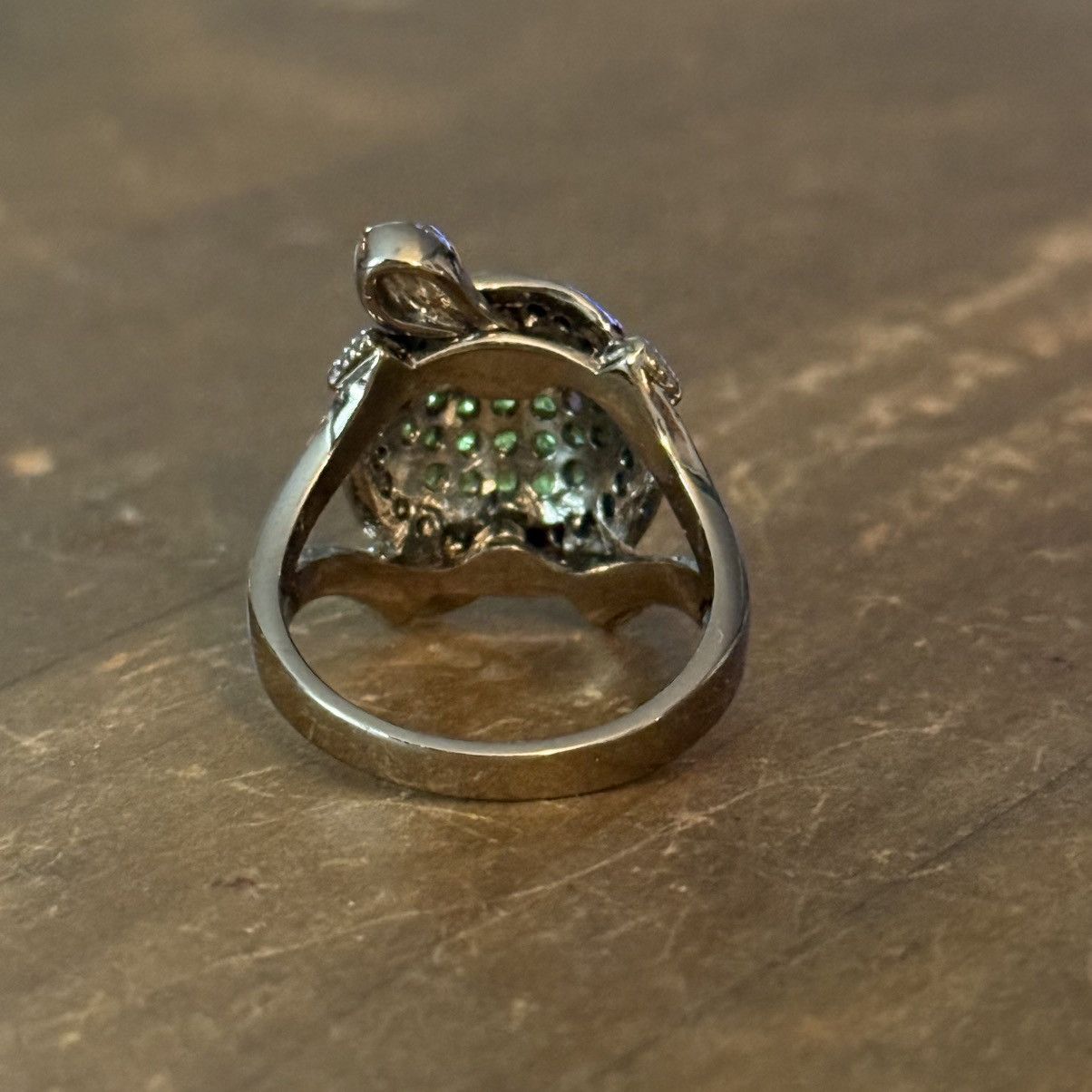 Vintage Vintage silver tone green rhinestone articulated turtle ring Size ONE SIZE - 6 Thumbnail