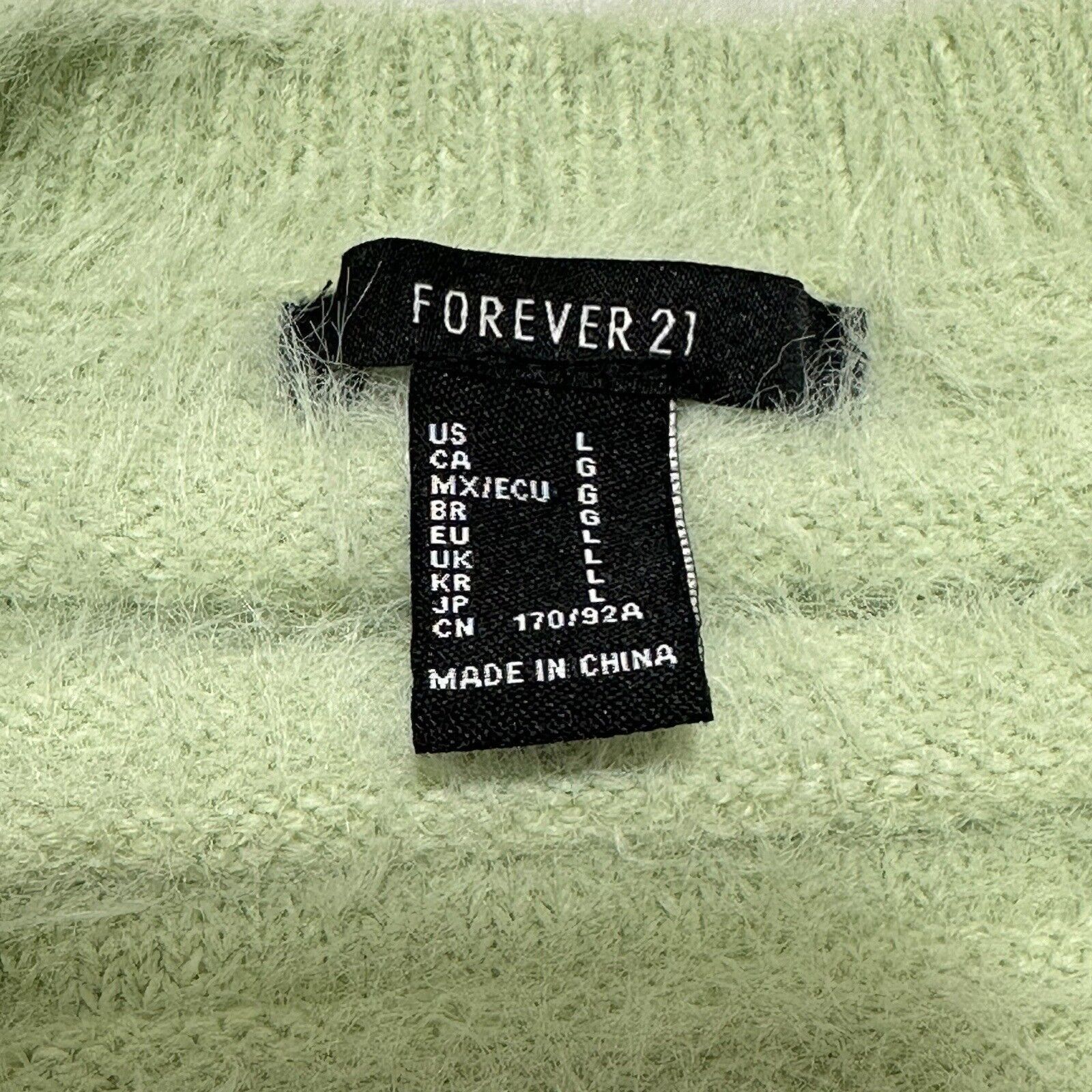 Forever 21 Forever 21 Large Oversized Cropped Sweater Fuzzy Mint Green Size L / US 10 / IT 46 - 3 Thumbnail