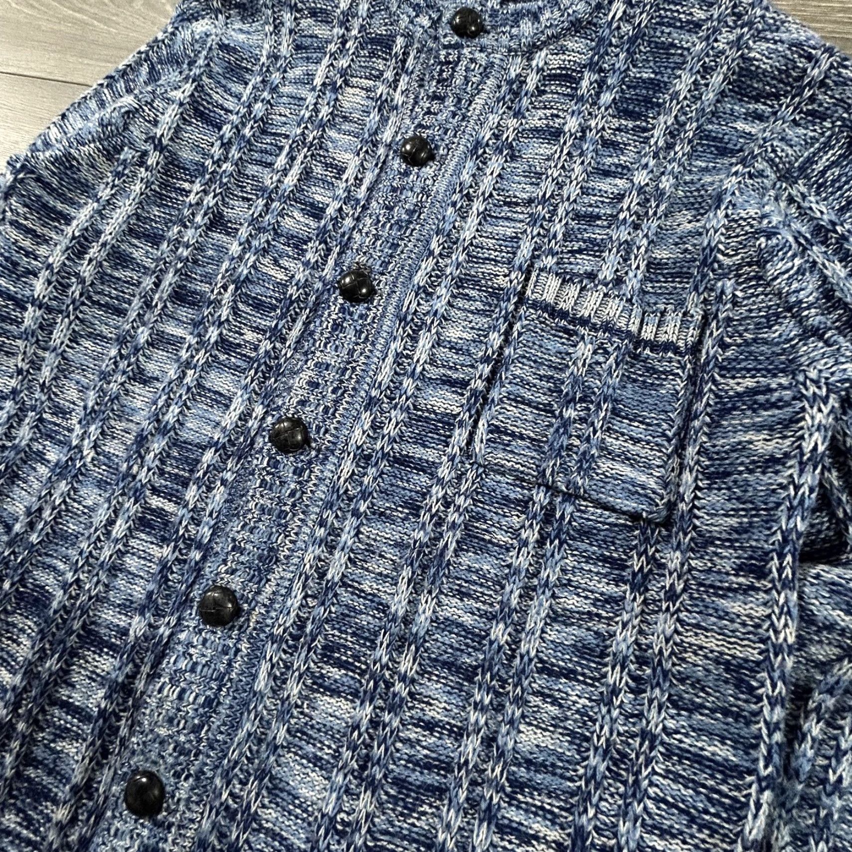 Vintage VINTAGE Braidburn Cardigan Sweater Womens M Blue Mock Neck 50s Button Knit Cable-Knit USA Size M / US 6-8 / IT 42-44 - 3 Thumbnail